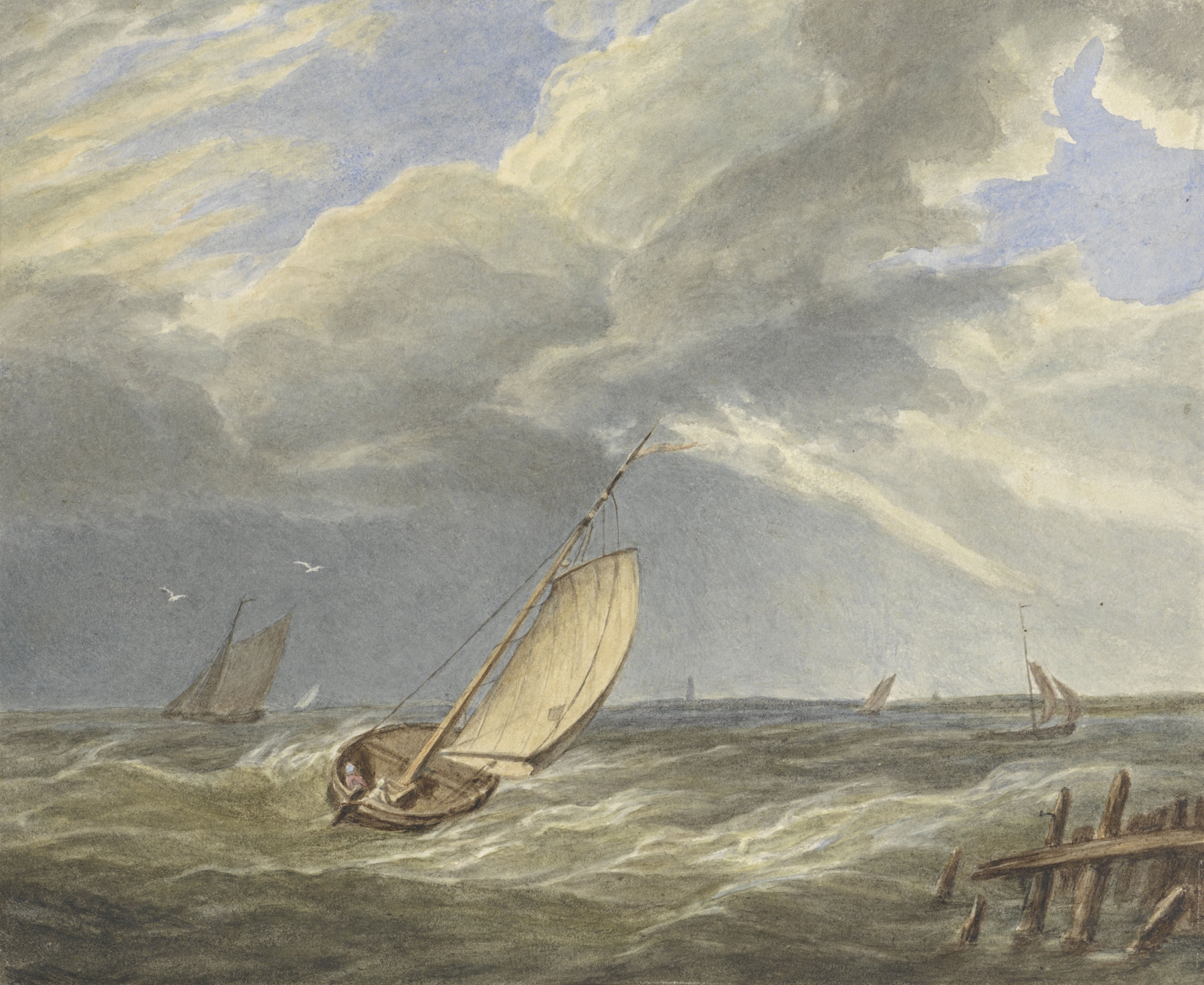 Zeegezicht, after Johannes Christiaan Schotel, by Matthijs Maris, public domain