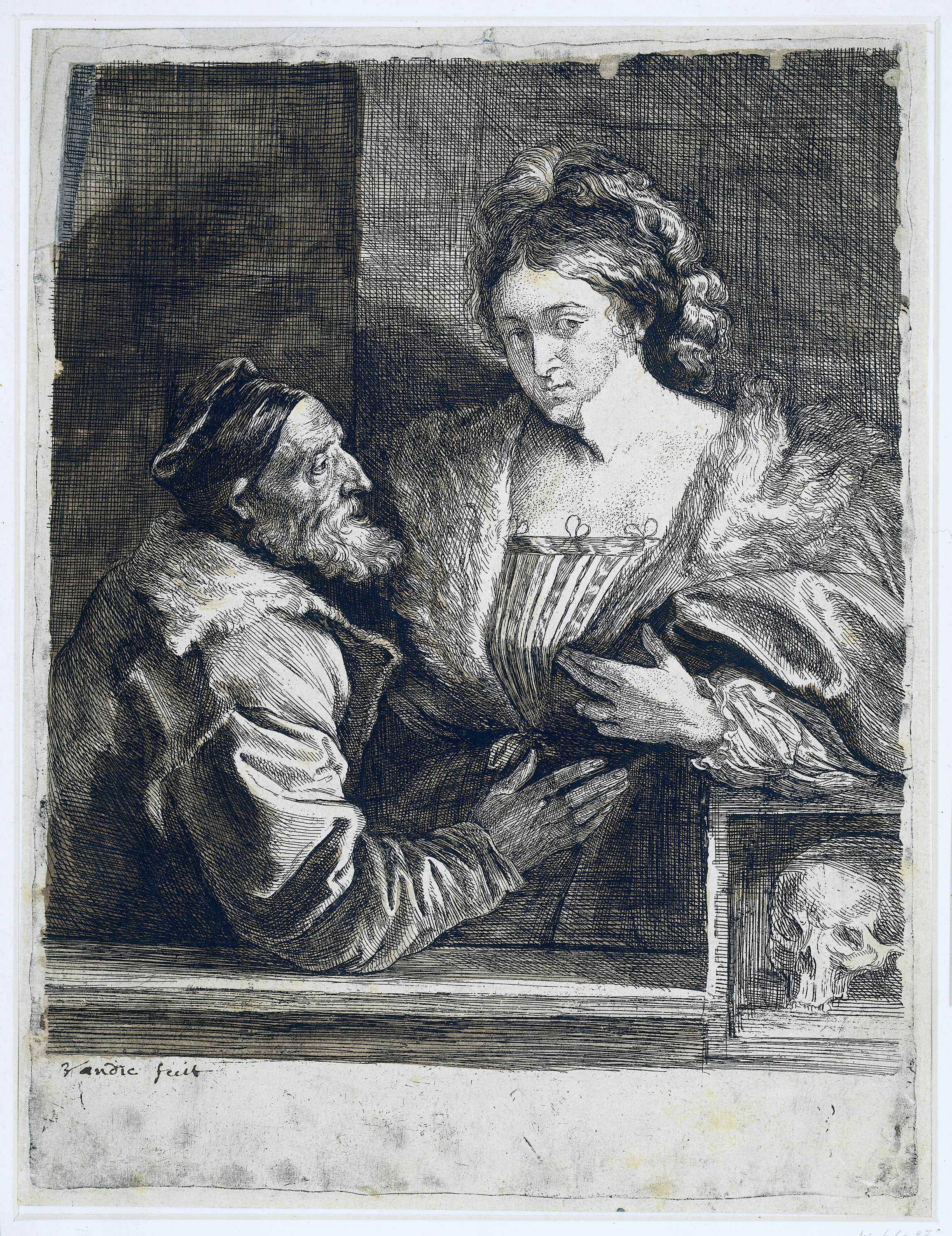 Portret van Titiaan en zijn maitresse, by Anthony van Dyck, public domain