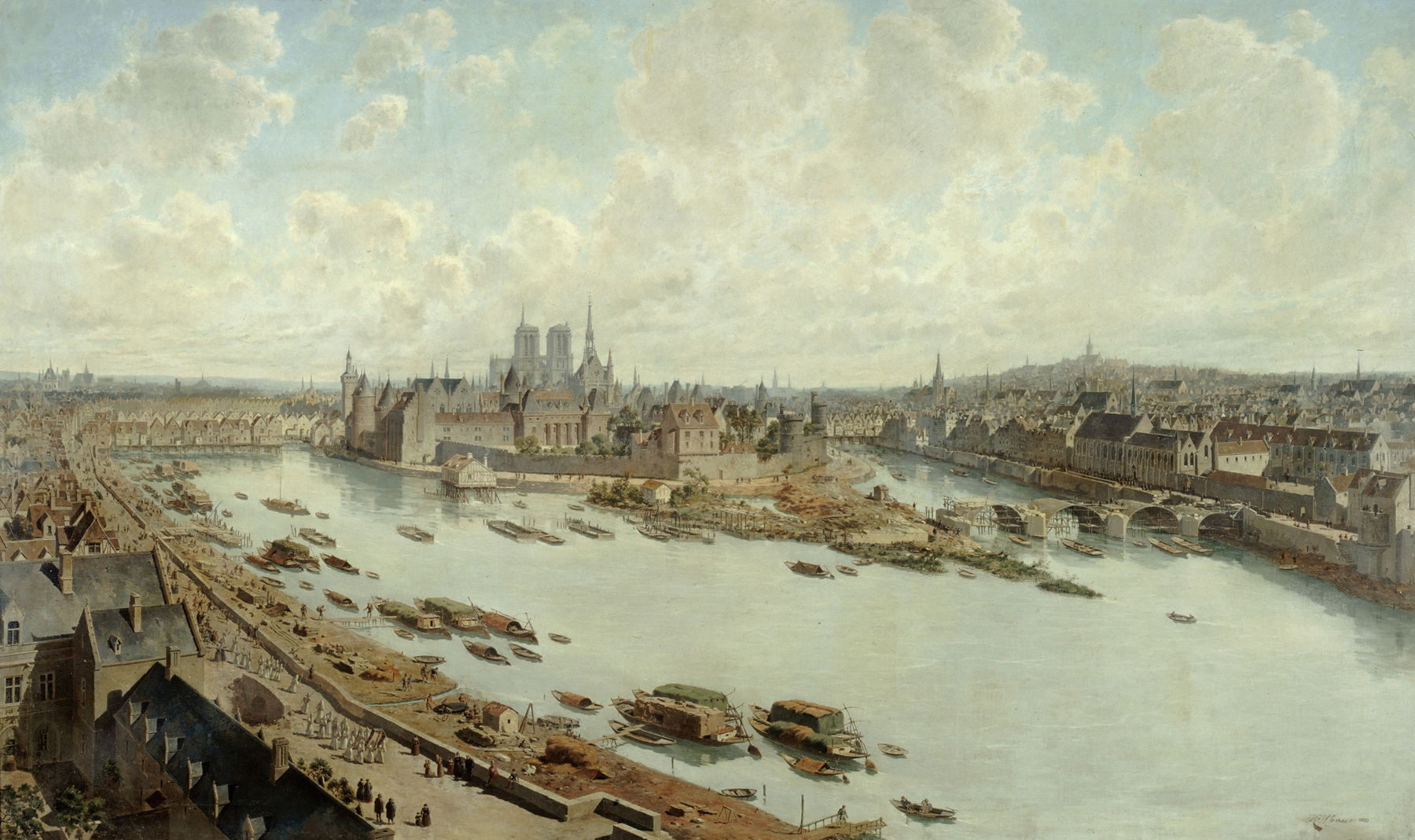 Vue panoramique de Paris en 1588, oil on canvas by Fédor Hoffbauer