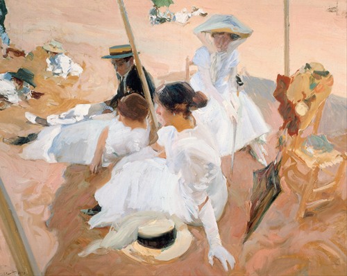 A vibrant beach scene capturing the essence of leisure and sunlight.