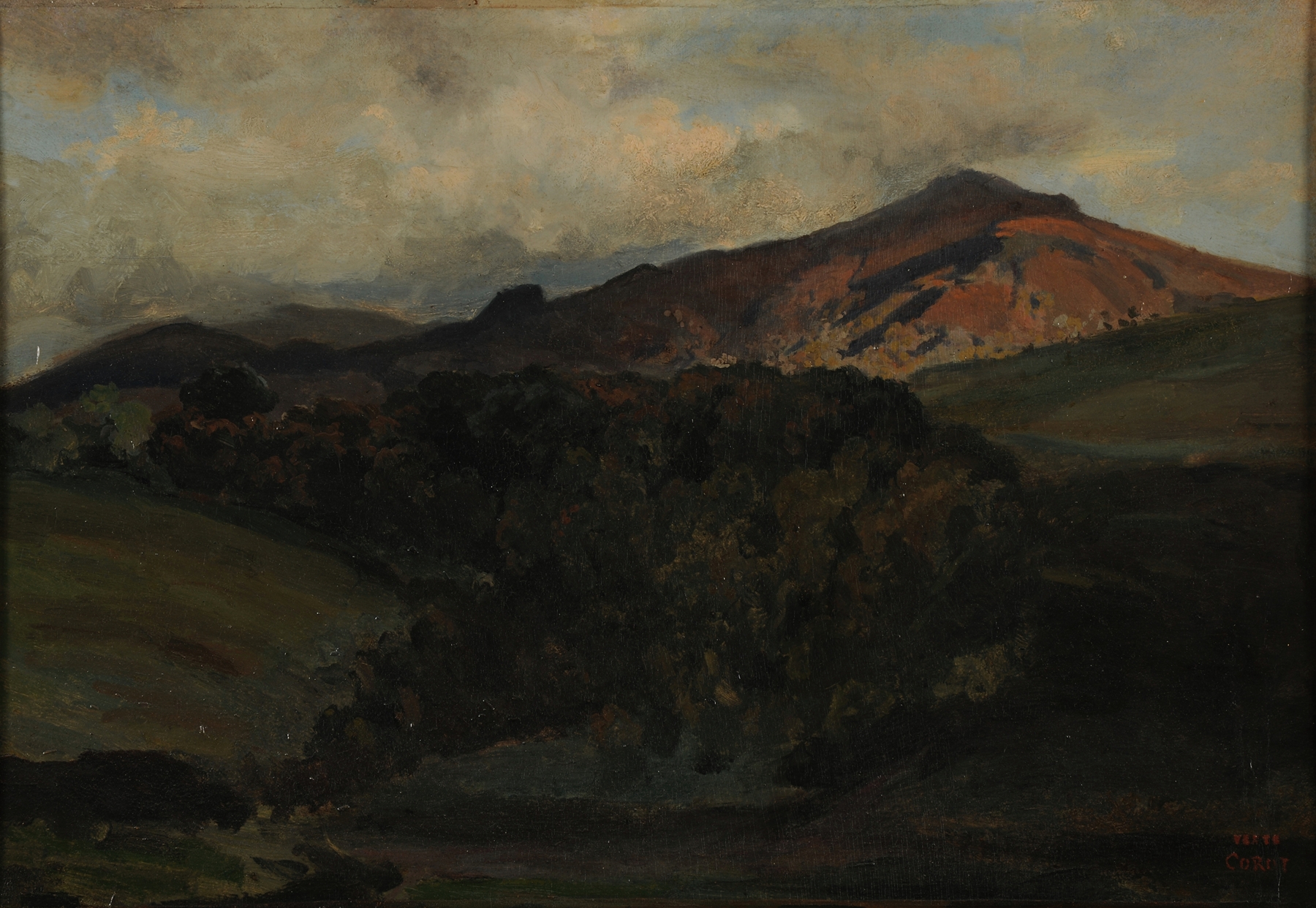 Landscape of Monte-Cavo by Jean-Baptiste-Camille Corot, oil painting
