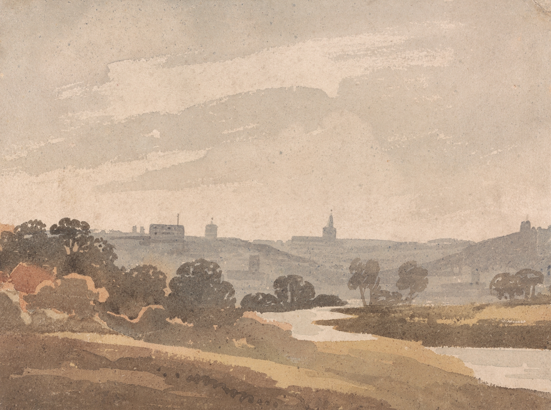 Landscape of gravel pits in oil on canvas by Robert Dixon