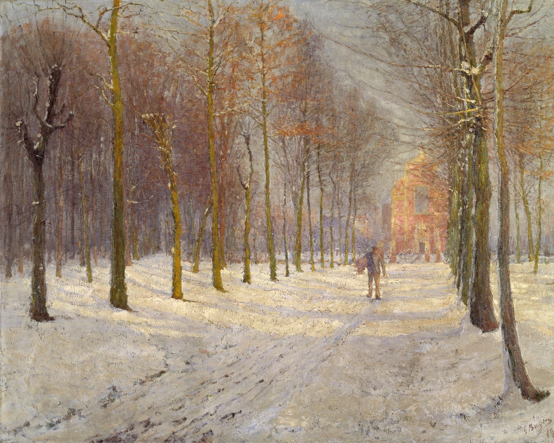 De Sint-Catharinakerk in Wondelgem, oil on canvas by Georges Léon Ernest Buysse