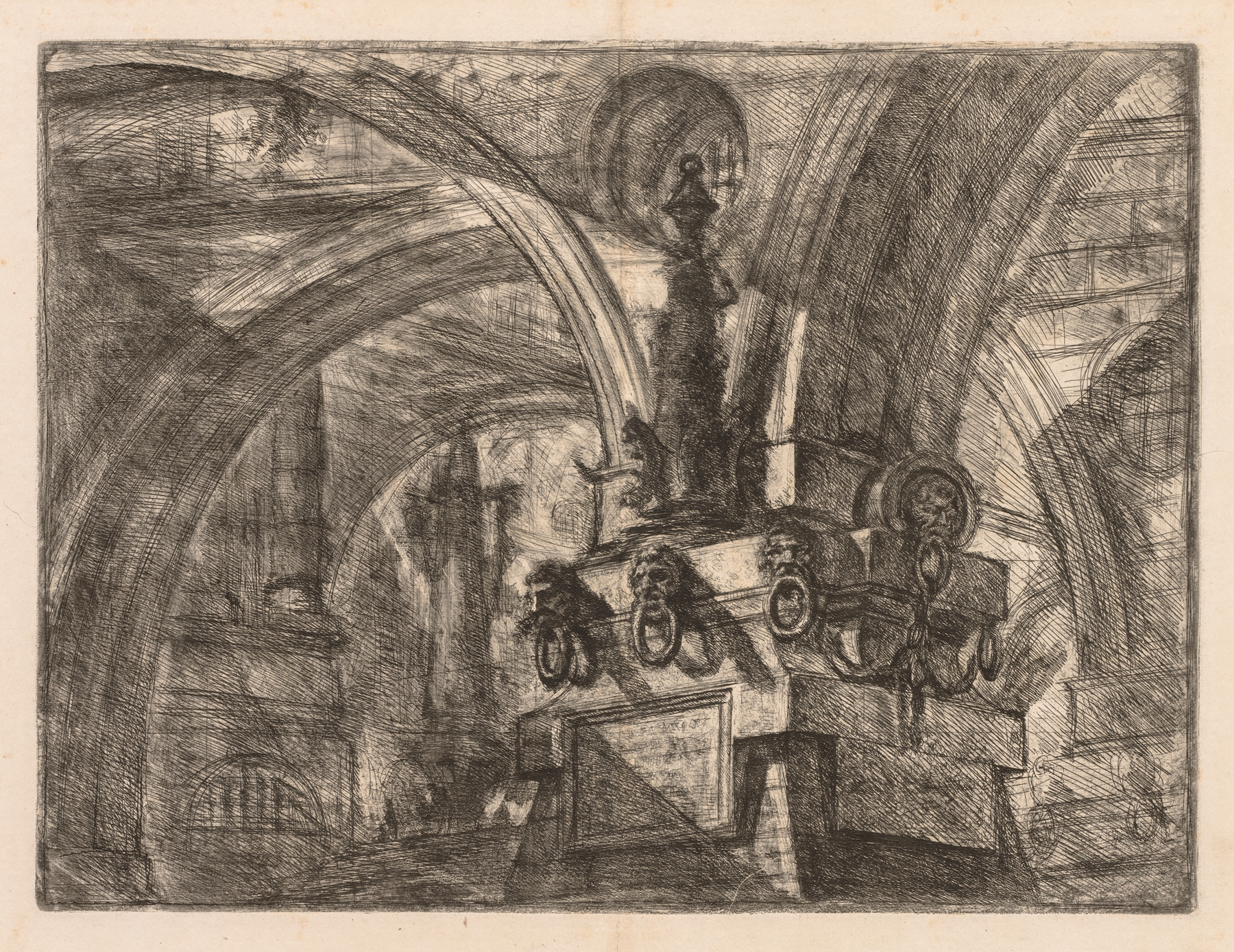 Round Arches Springing from a Square Column, by Giovanni Battista Piranesi, public domain
