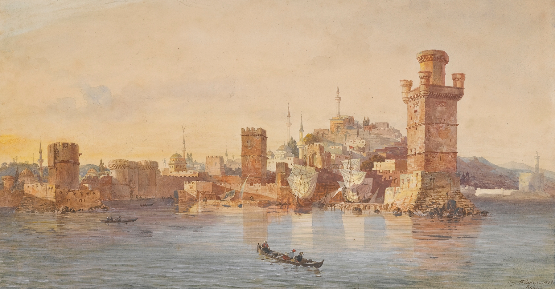 View Of rhodes, by Eugène Flandin, public domain