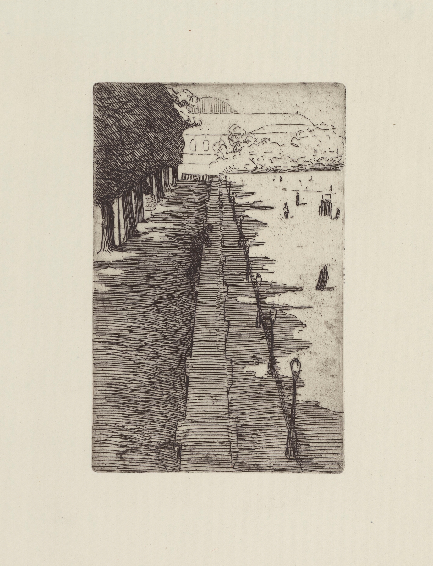 La terrasse by Félix Vallotton, oil on canvas depicting a woman in a white dress on a terrace