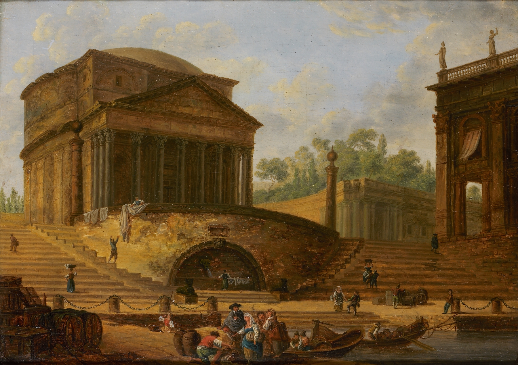 Roman capriccio, by Hubert Robert, public domain