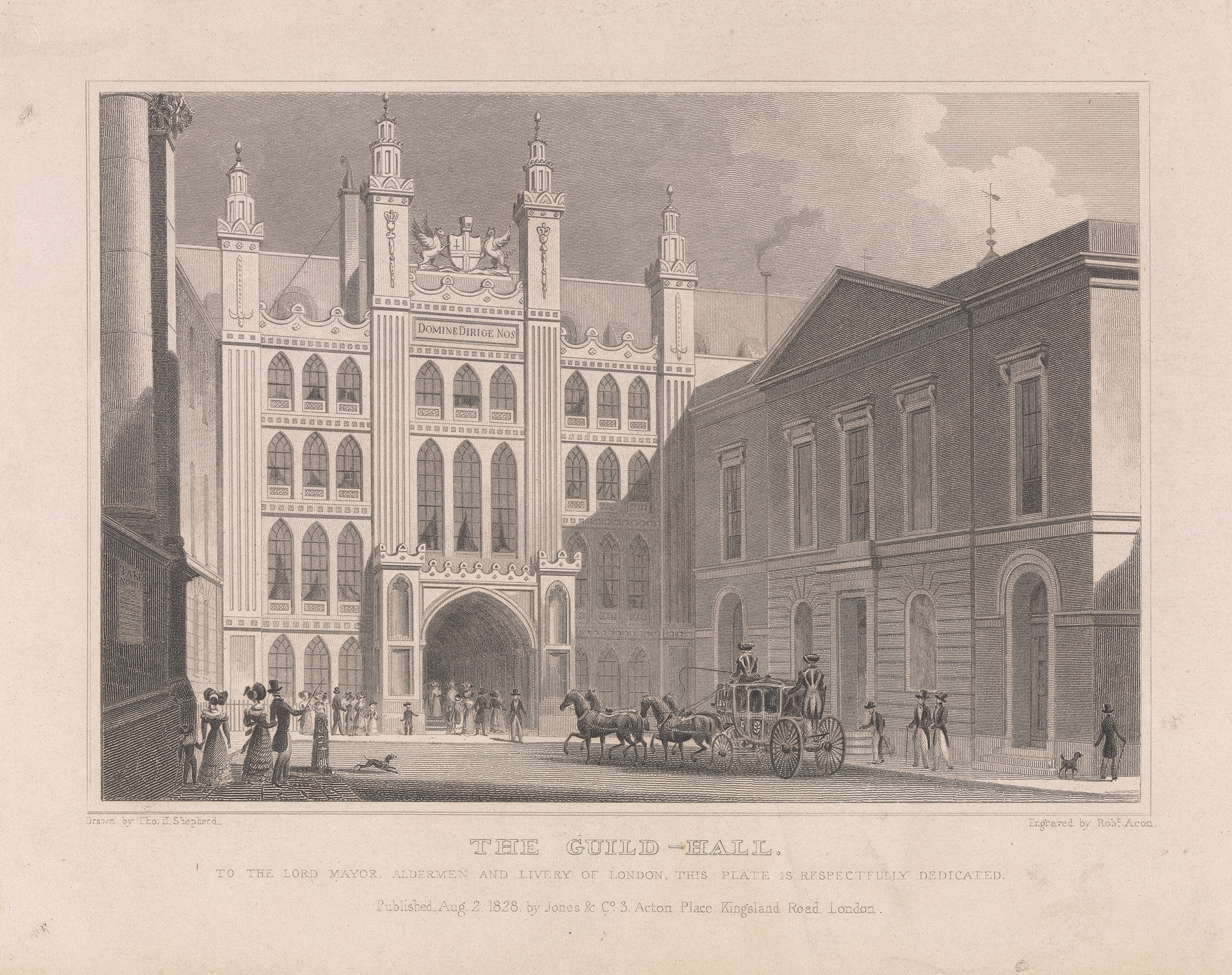 Architecture of The Guildhall by Robert Acon, 1828, oil painting