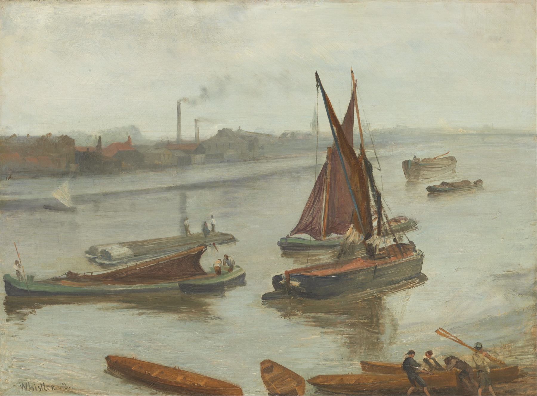 Grey and Silver - Old Battersea Reach, oil on canvas by James Abbott McNeill Whistler