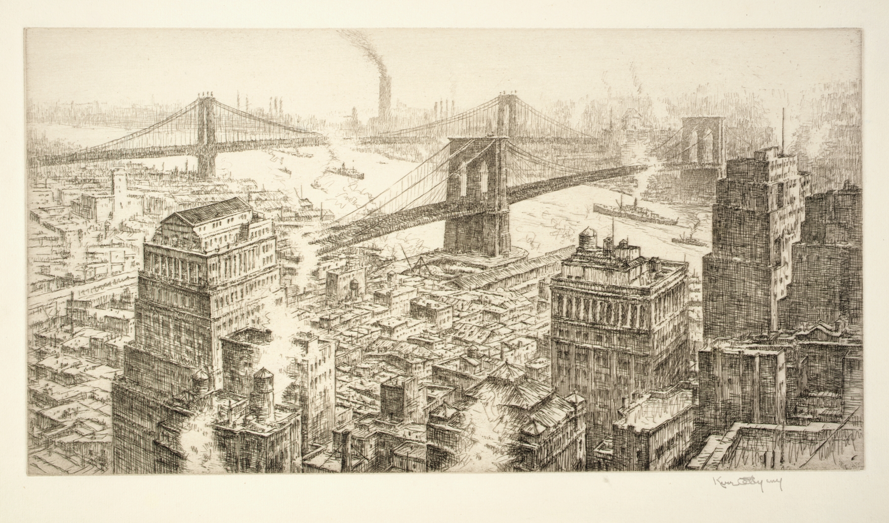 Two Bridges, by Kerr Eby, public domain