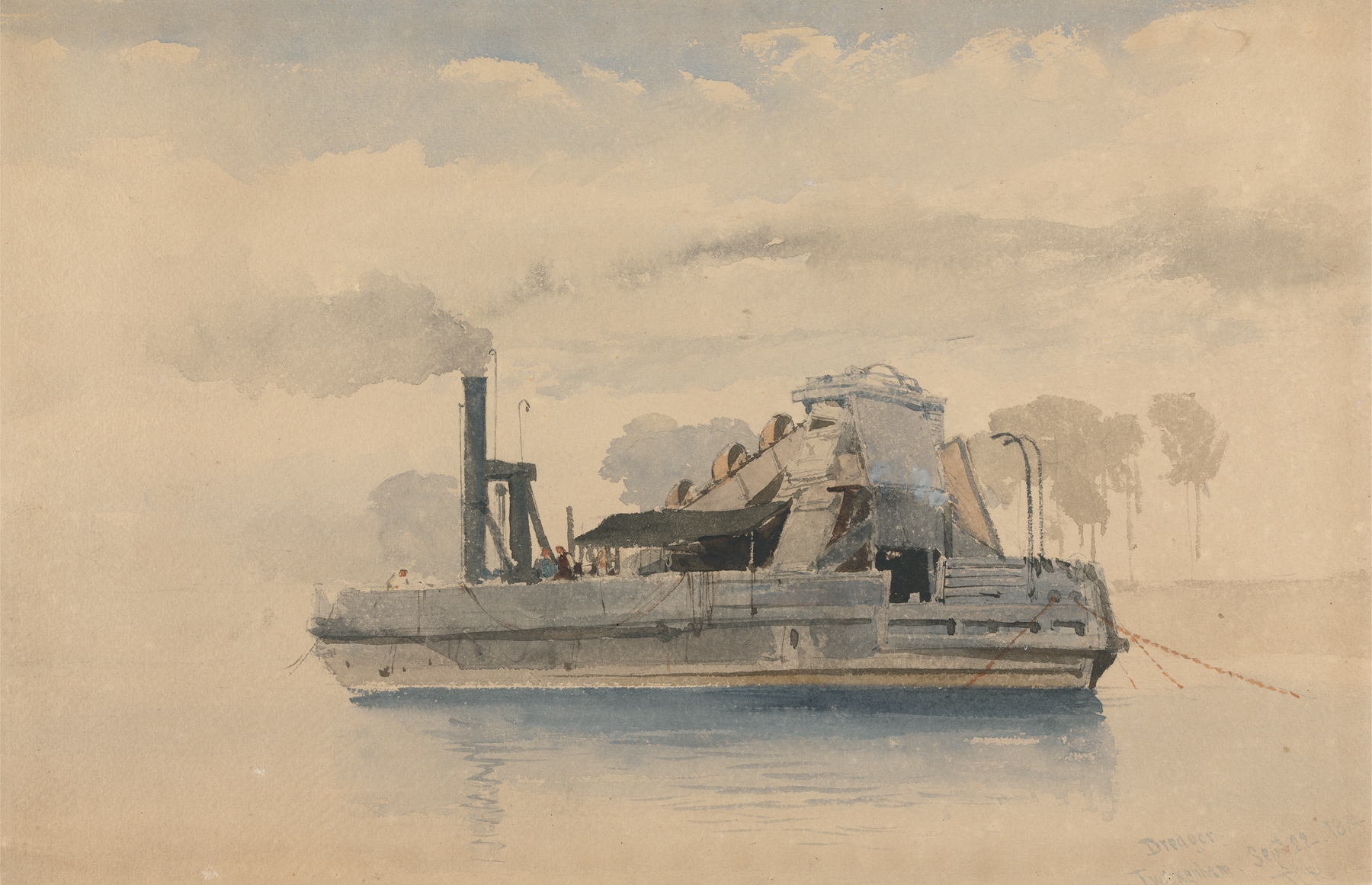Dredger at Twickenham, oil on canvas by Thomas Charles Leeson Rowbotham