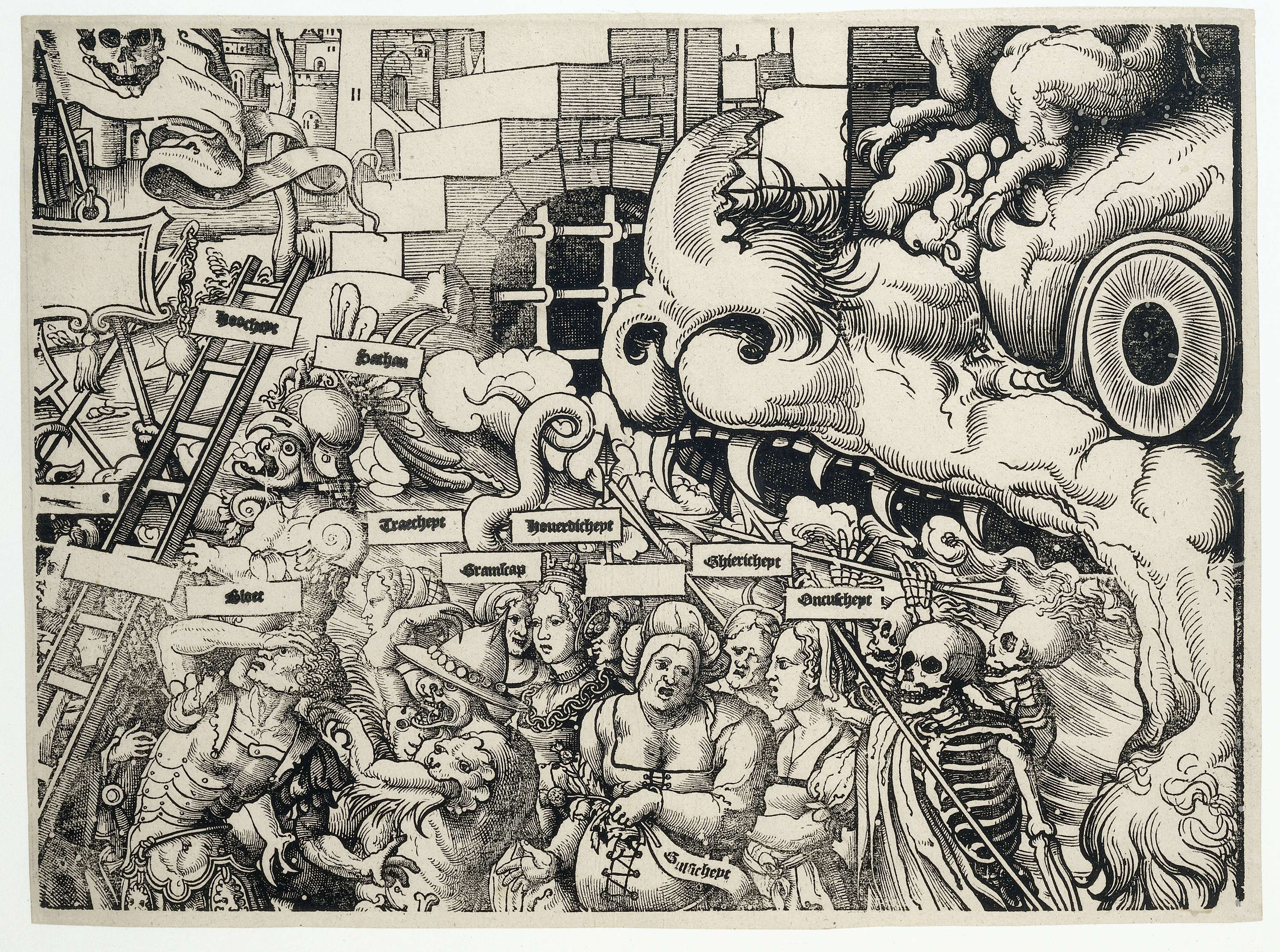 Allegorical scene of the struggle between light and darkness, paper by Cornelis Anthonisz.