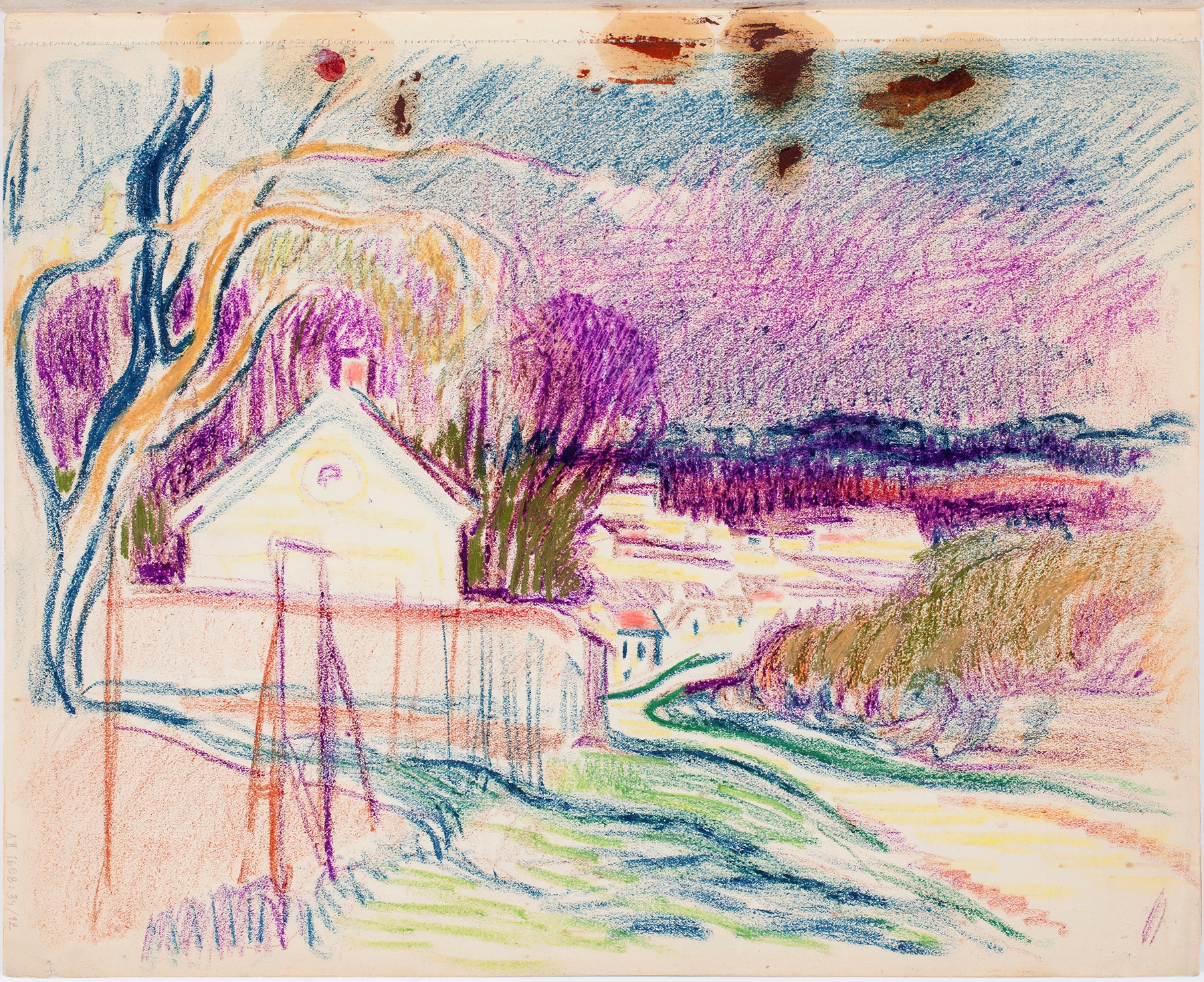 Landscape with a path and fields by Magnus Enckell, oil painting