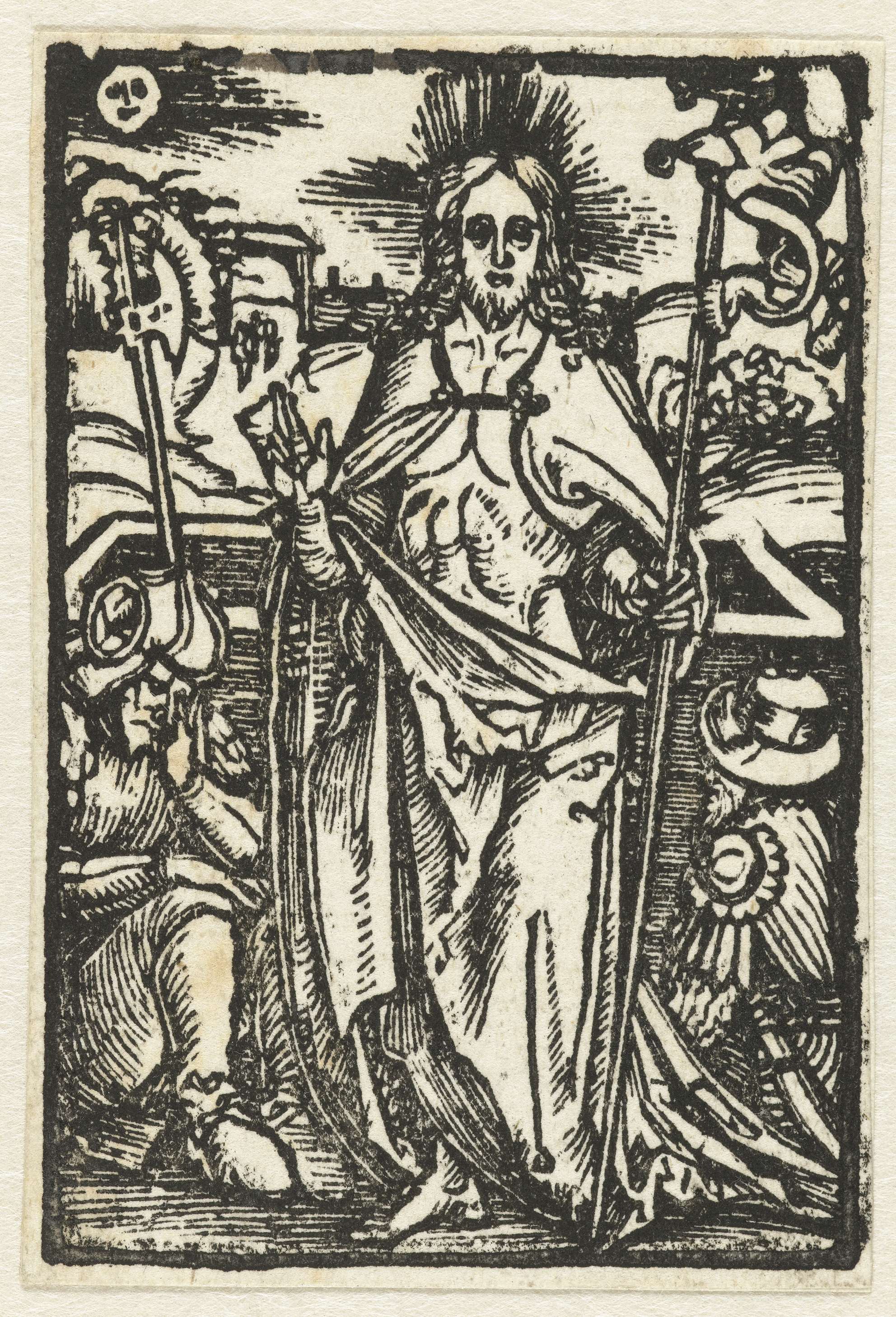 Opstanding by Albrecht Dürer, paper medium, featuring figures in dramatic light and dark contrast.