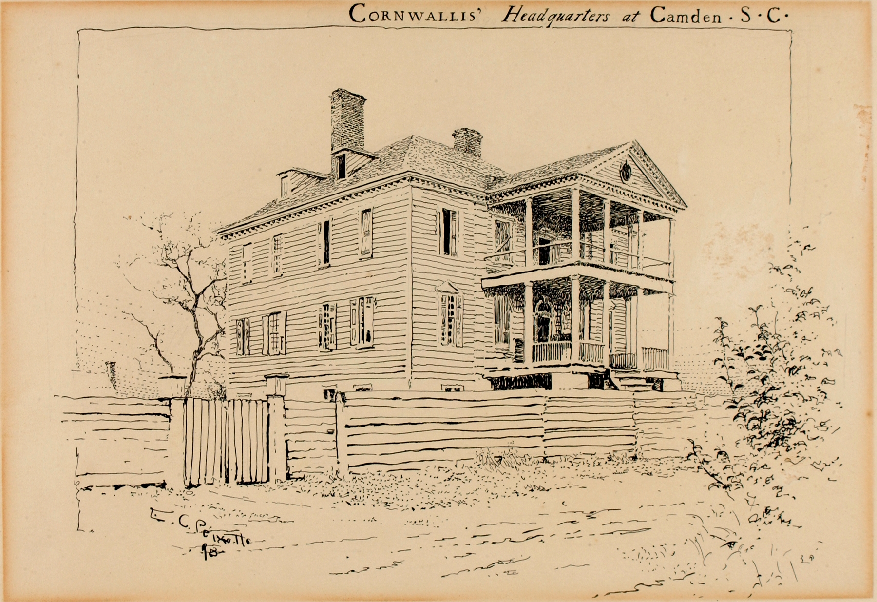 Cornwallace’s Headquarters, Camden, South Carolina, by Ernest Peixotto, public domain