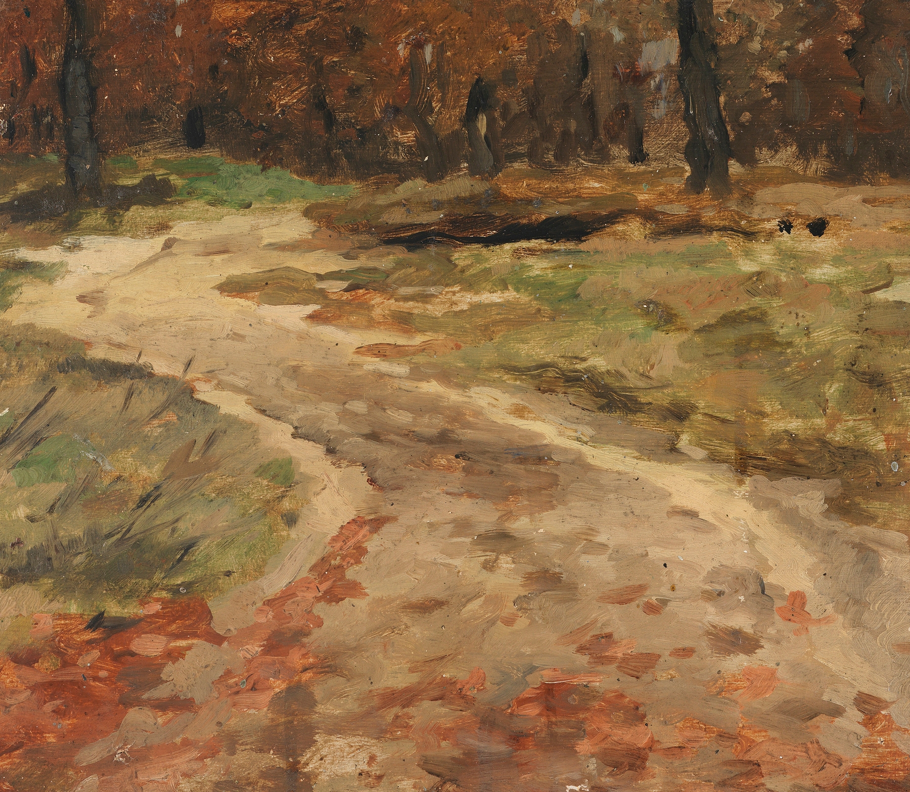 Autumn landscape with a winding path in oil painting by Thomas Herbst