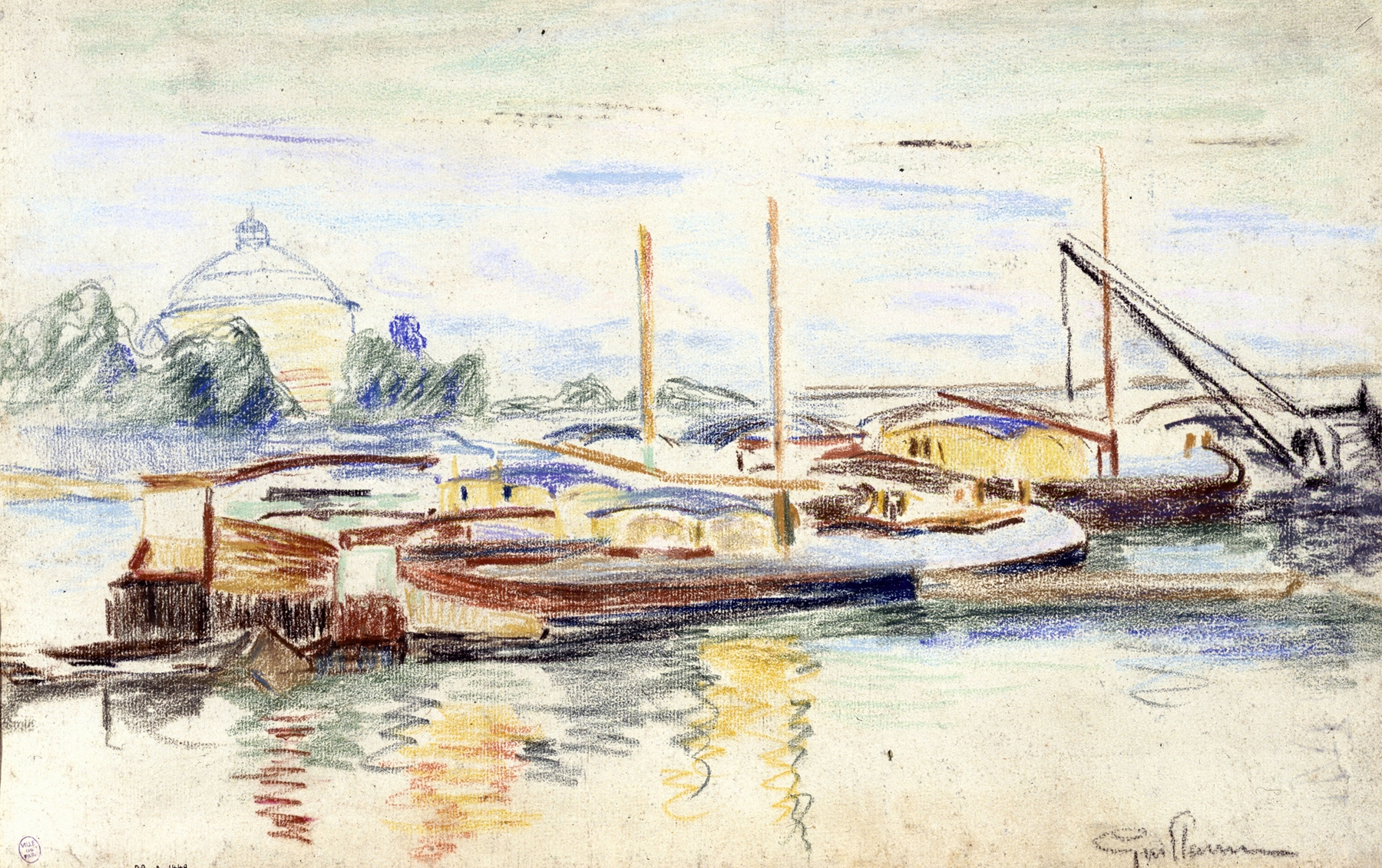 Péniches sur la Seine à Bercy, by Armand Guillaumin, public domain