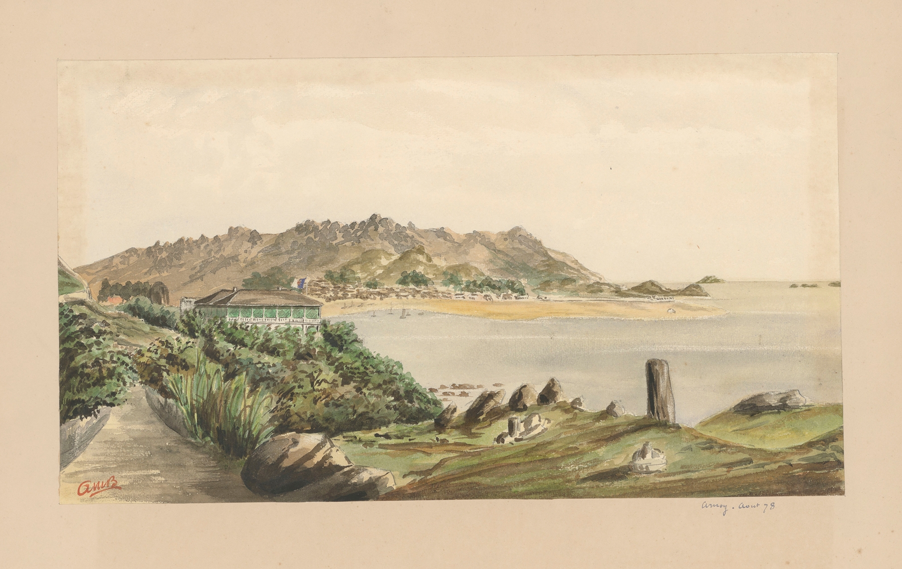 Aquarelle by Auguste Mouillesaux de Bernières depicting abstract light and color interplay.