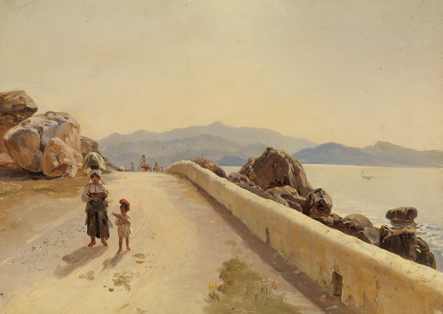 Coastal landscape oil painting by Johann Baptist Kirner