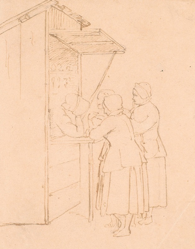 A depiction of Swedish peasant women at a trading post.