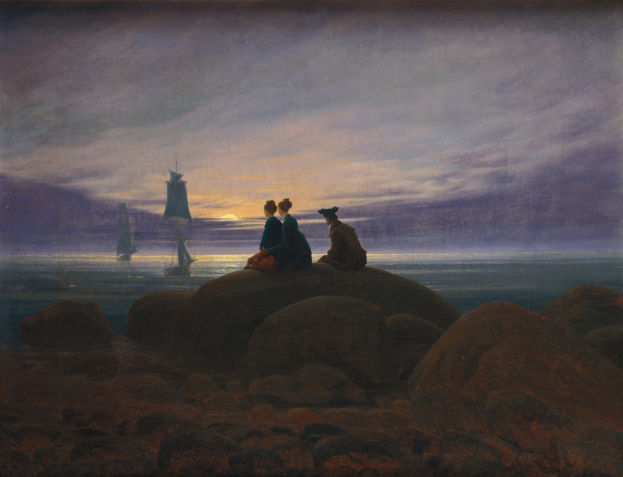 Moonrise over the Sea, by Caspar David Friedrich, public domain
