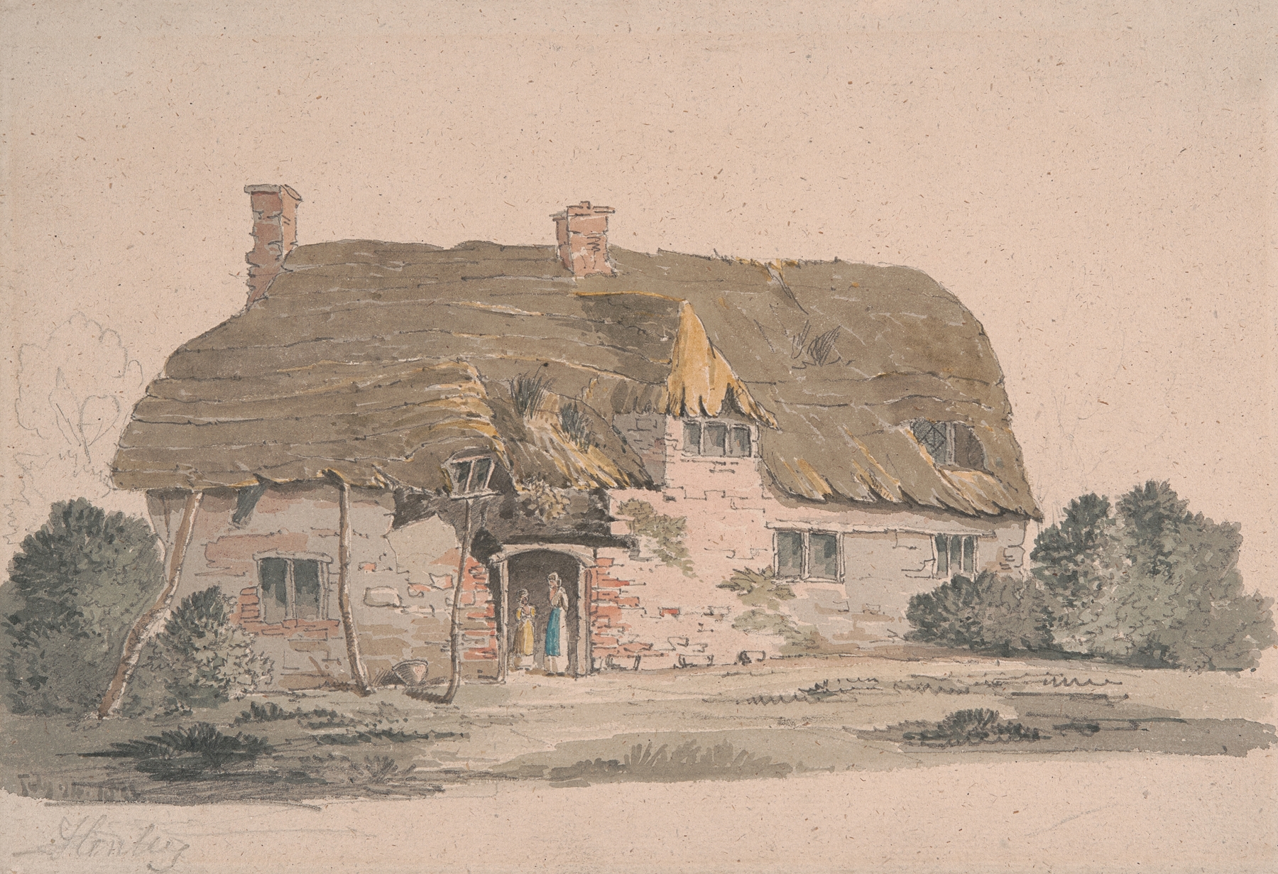 Thatched Cottage near Henley by John Baverstock Knight, oil painting depicting a serene landscape.