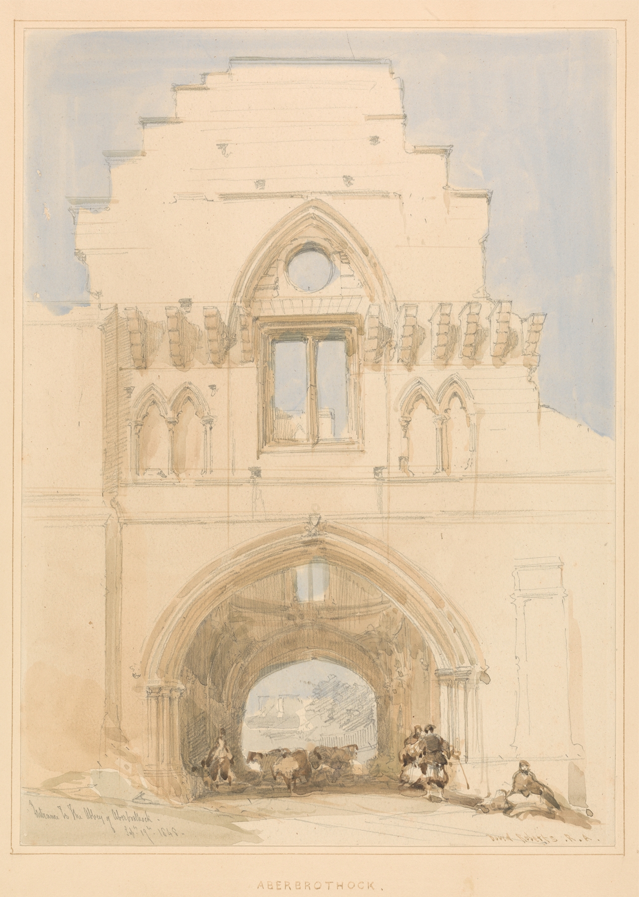 Aberothock Abbey, oil on canvas by David Roberts