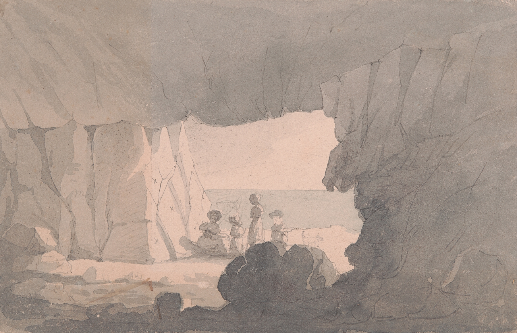 Tilly Whim Cave landscape by John Baverstock Knight, oil on canvas
