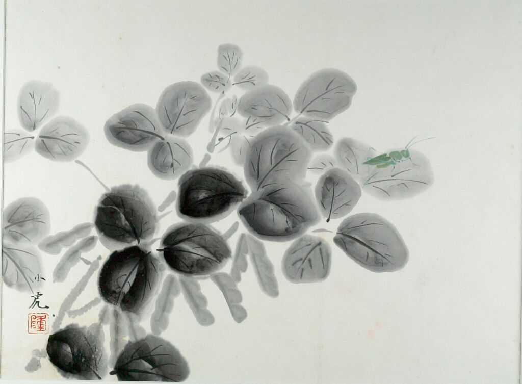Young Soybeans by Kawasaki Shōko, paper medium, depicting lush green soybeans and light.