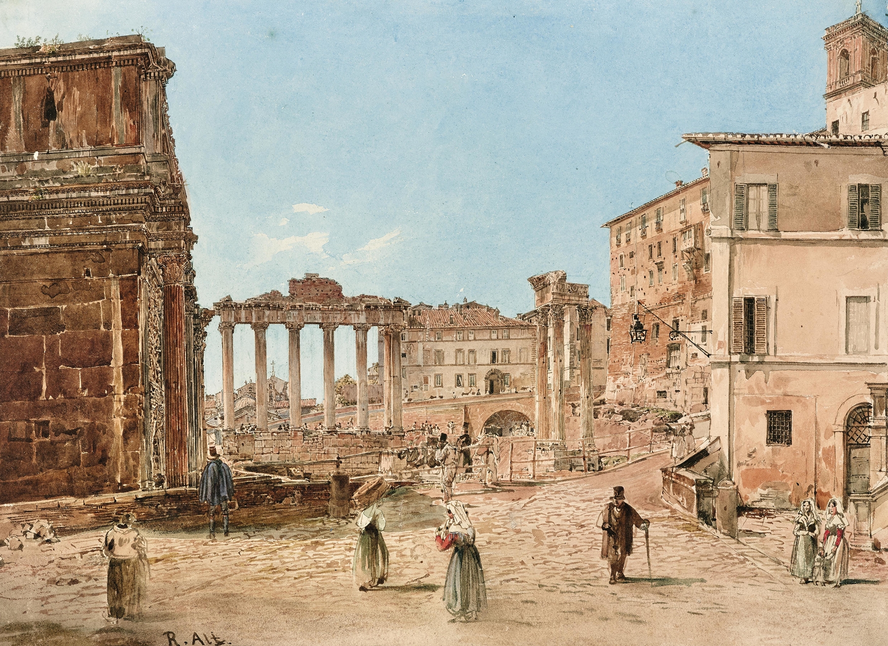 The Roman Forum in Rom, by Rudolf von Alt, public domain