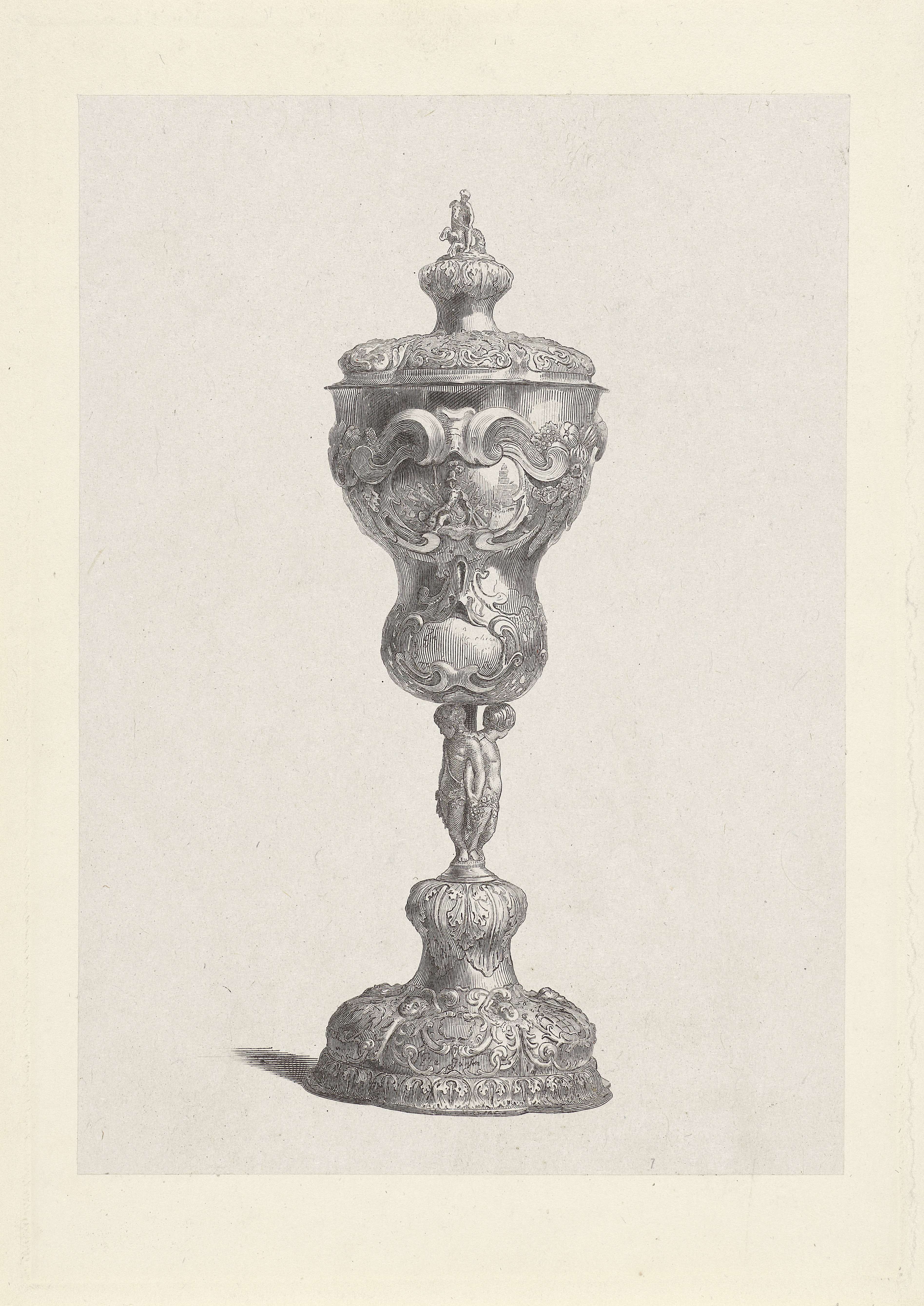 Etching of a silver cup by Johann Wilhelm Kaiser
