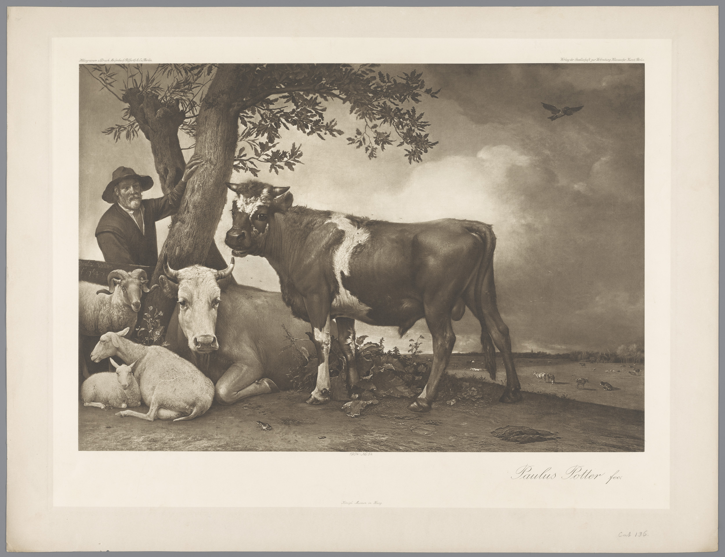 Aquatint by Unknown Artist depicting a powerful bull