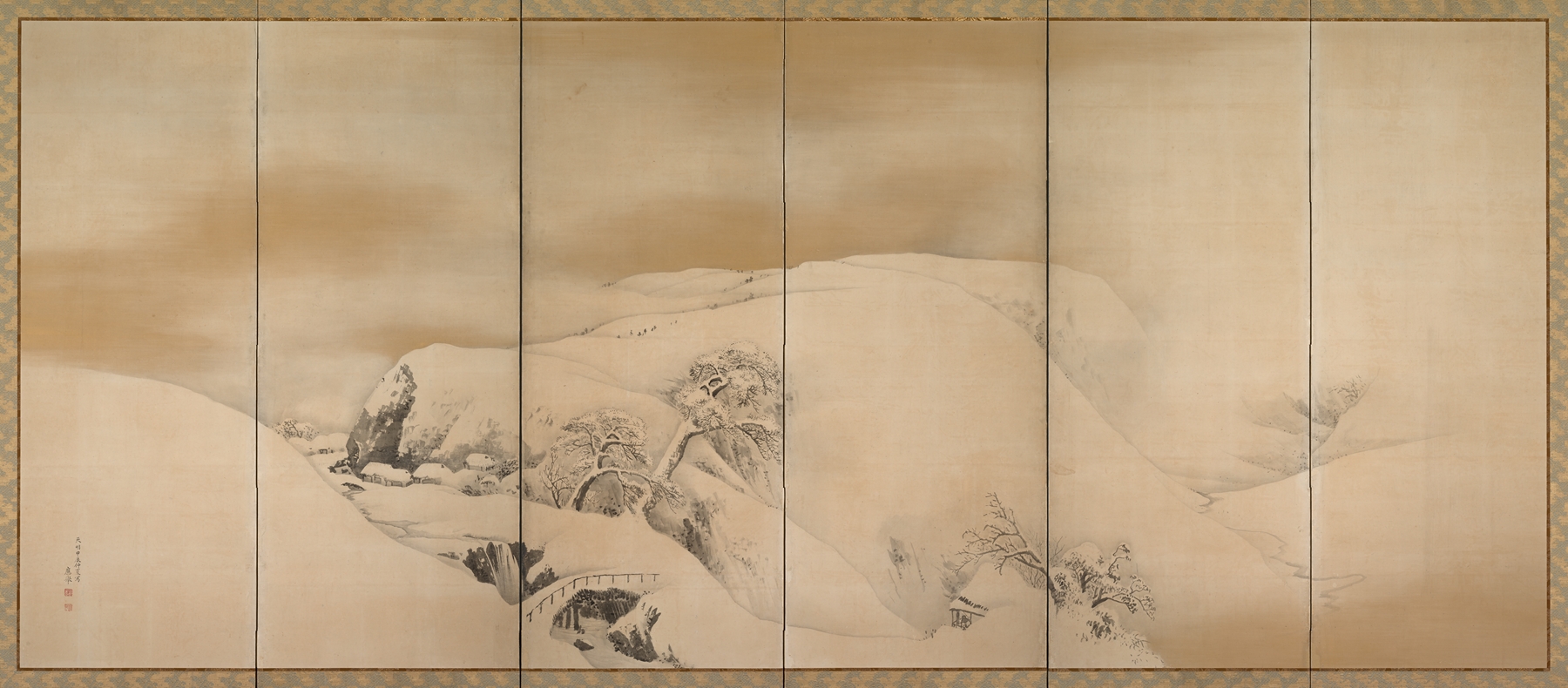 Winter Day by Maruyama Ōkyo, Ukiyo-e, depicting a serene snowy landscape with a distant horizon.