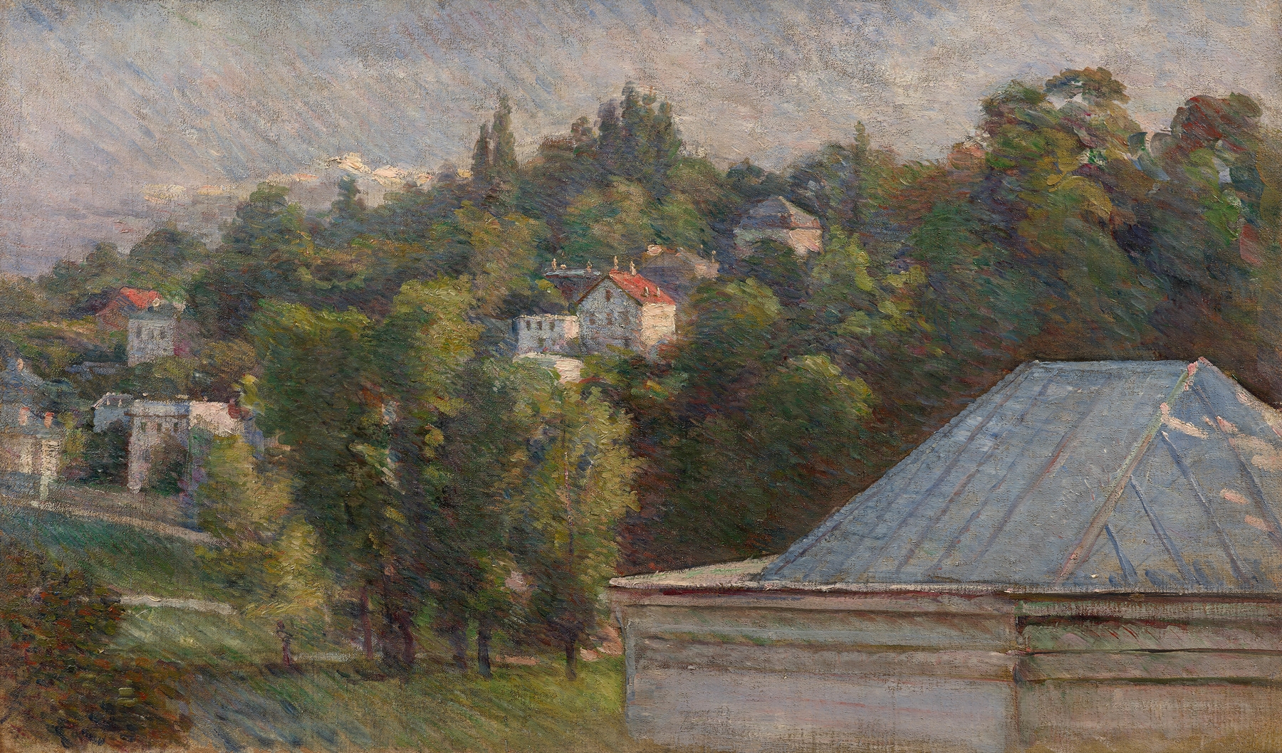 Landscape with river and greenery, oil on canvas by Marie Bracquemond