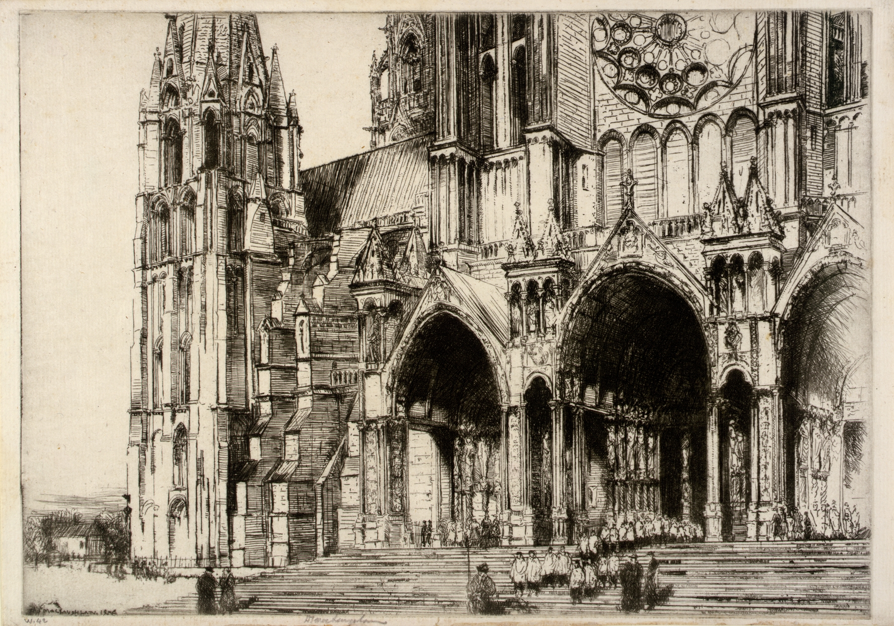 Archway with intricate stone carvings in oil on canvas by Donald Shaw MacLaughlan