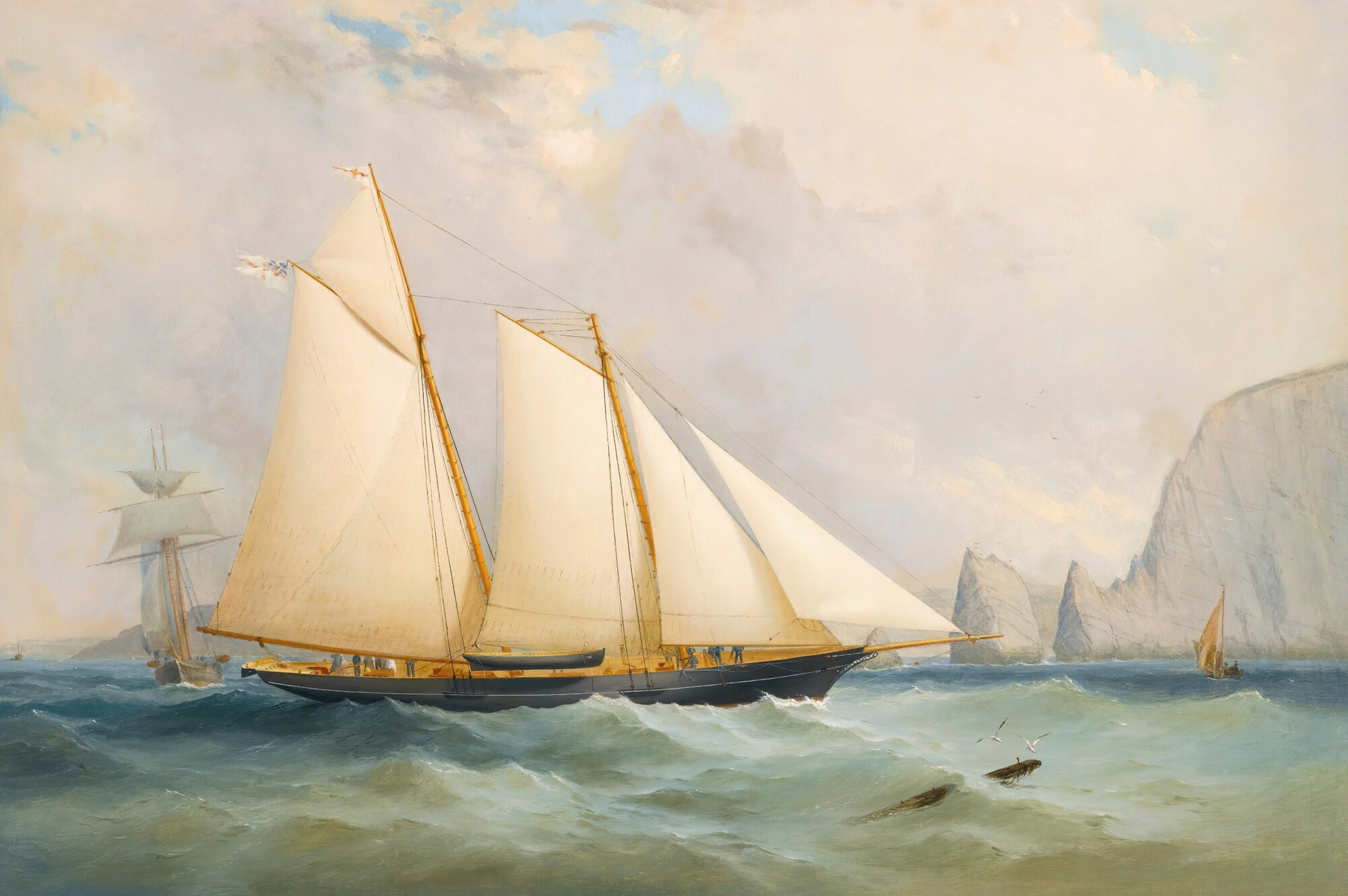 The Royal Yacht Squadron Schooner Viking Off The Needles, oil on canvas by Charles Gregory