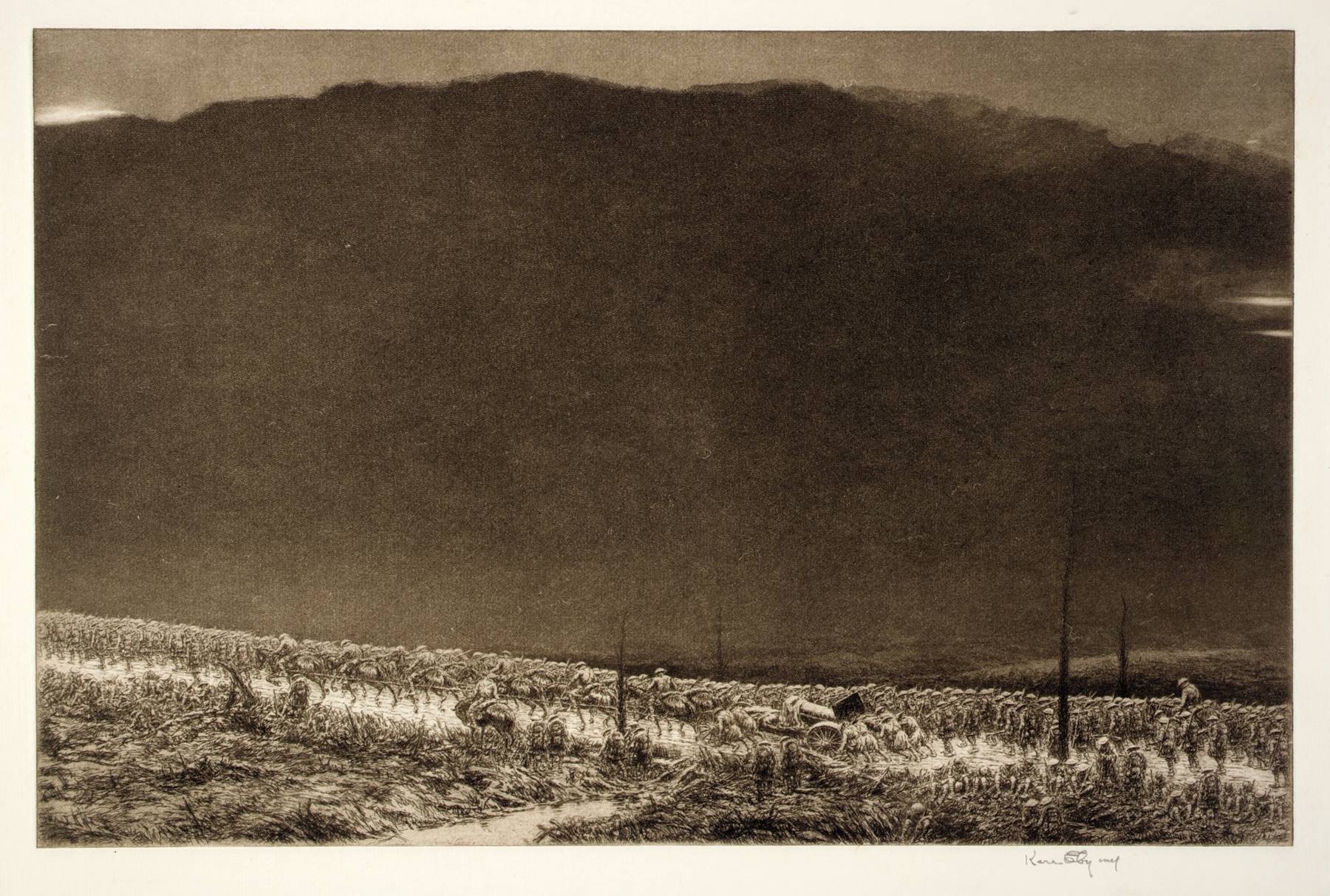 Landscape depicting solitude with earth tones, by Kerr Eby, 1918