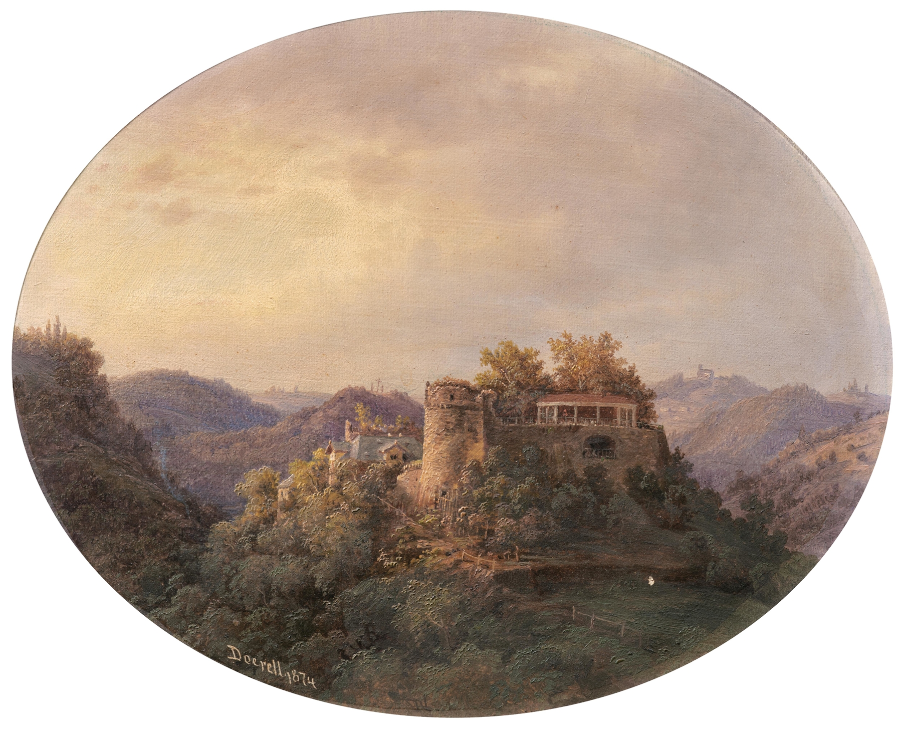 Landscape of a serene valley with a river, oil painting by Ernst Gustav Doerell