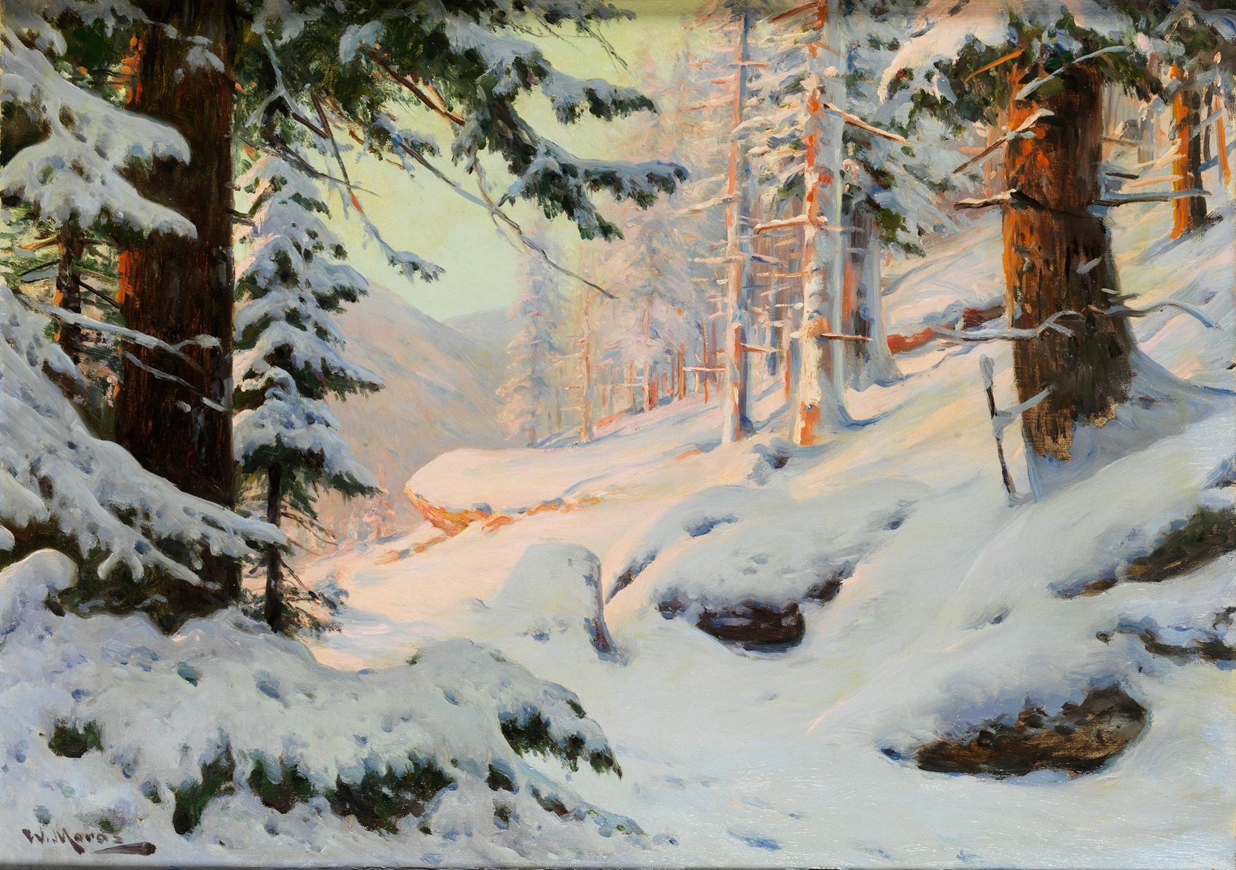 Winter sun, by Walter Moras, public domain