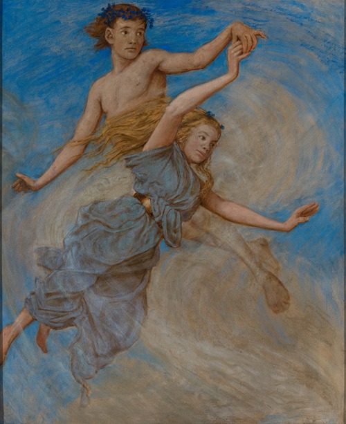 A vibrant scene depicting the harvest festival with joyful dancers and nature.