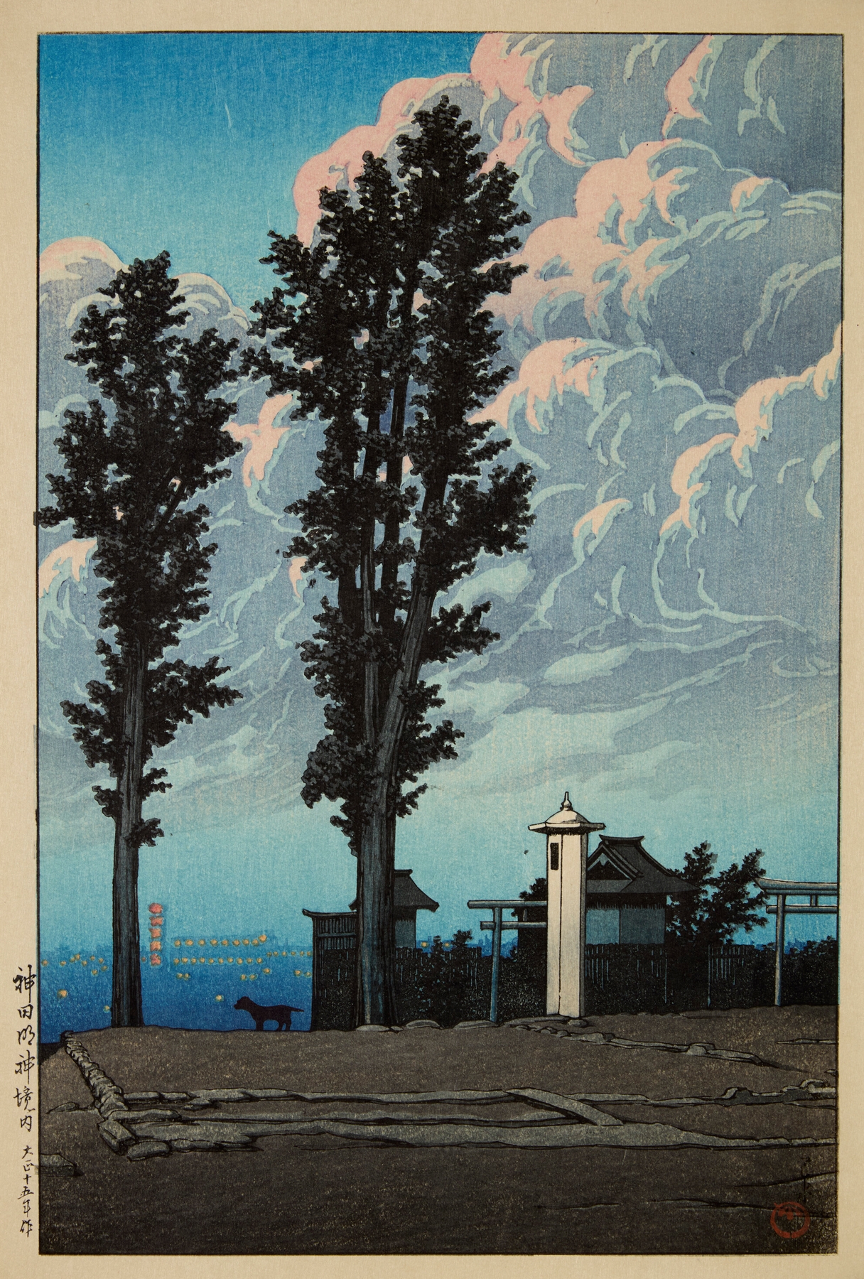 Kanda Myojin keidai (Kanda Myojin Shrine precent), by Kawase Hasui, public domain