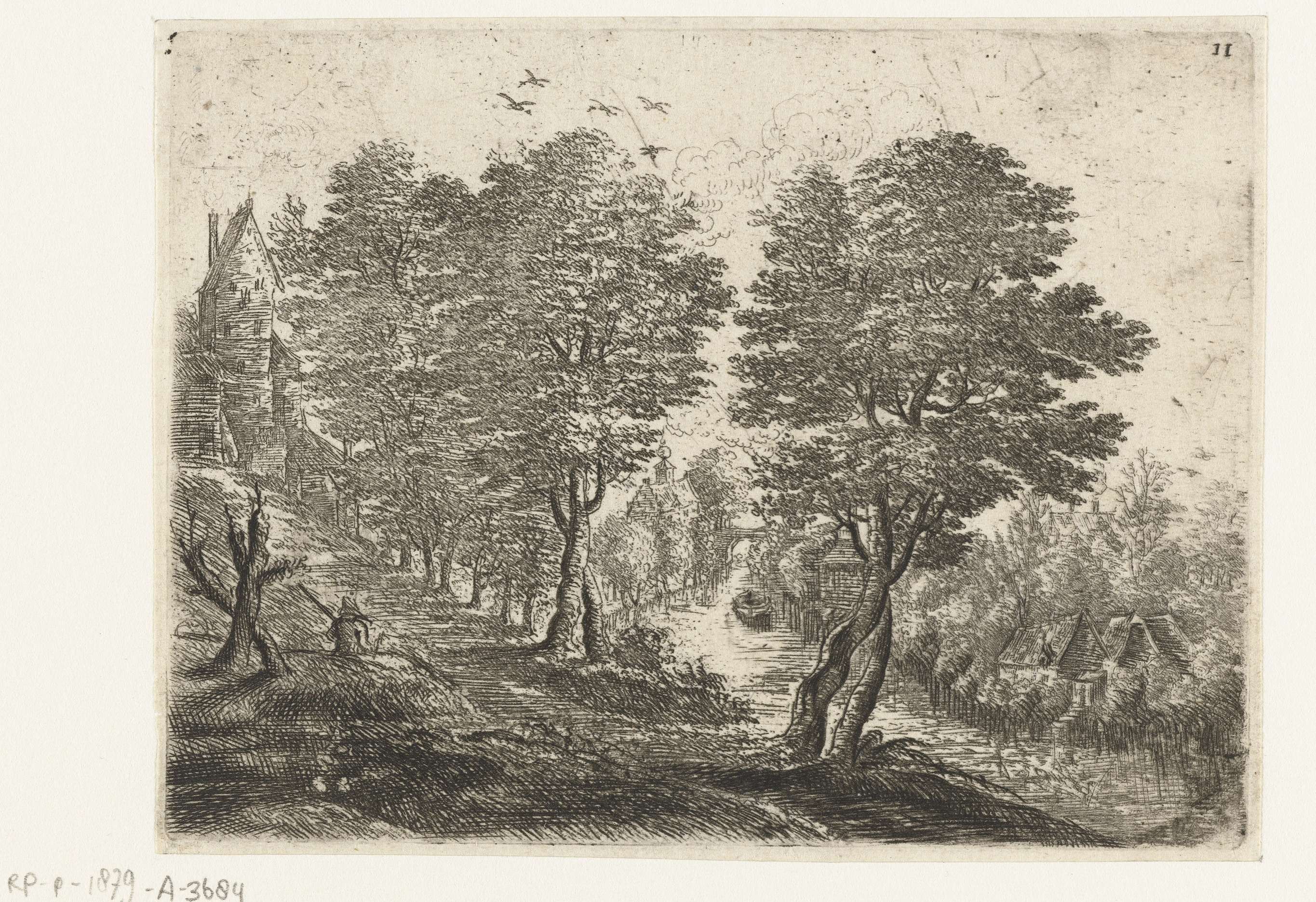 Etching by Philips Augustijn Immenraet depicting a farmer in a field.