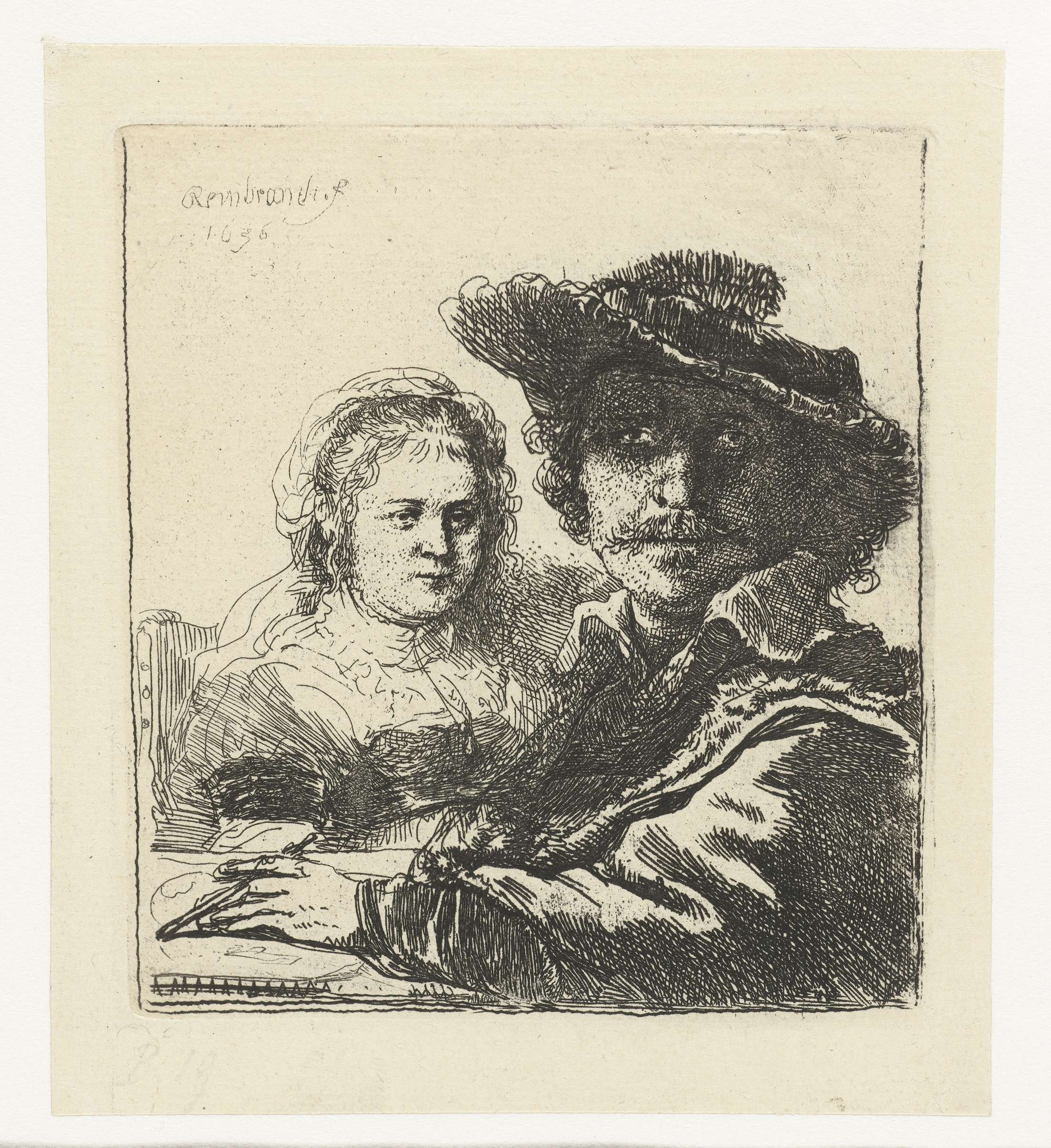 Self-portrait with Saskia, by Rembrandt van Rijn, public domain