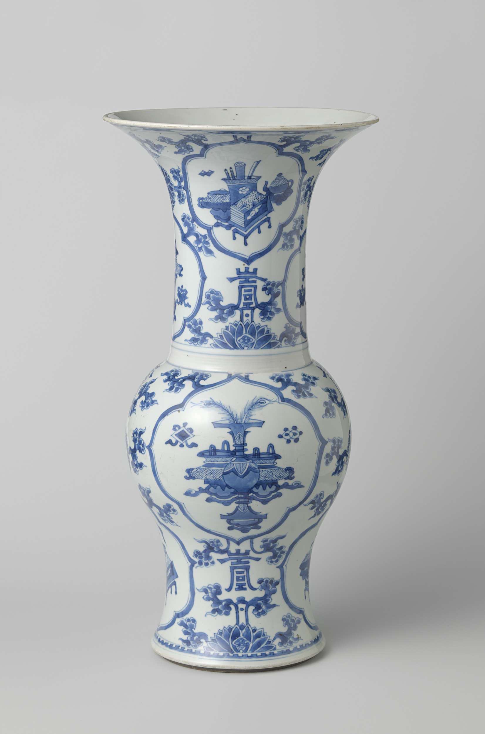 Baluster beaker vase with flower scrolls, glass, unknown artist