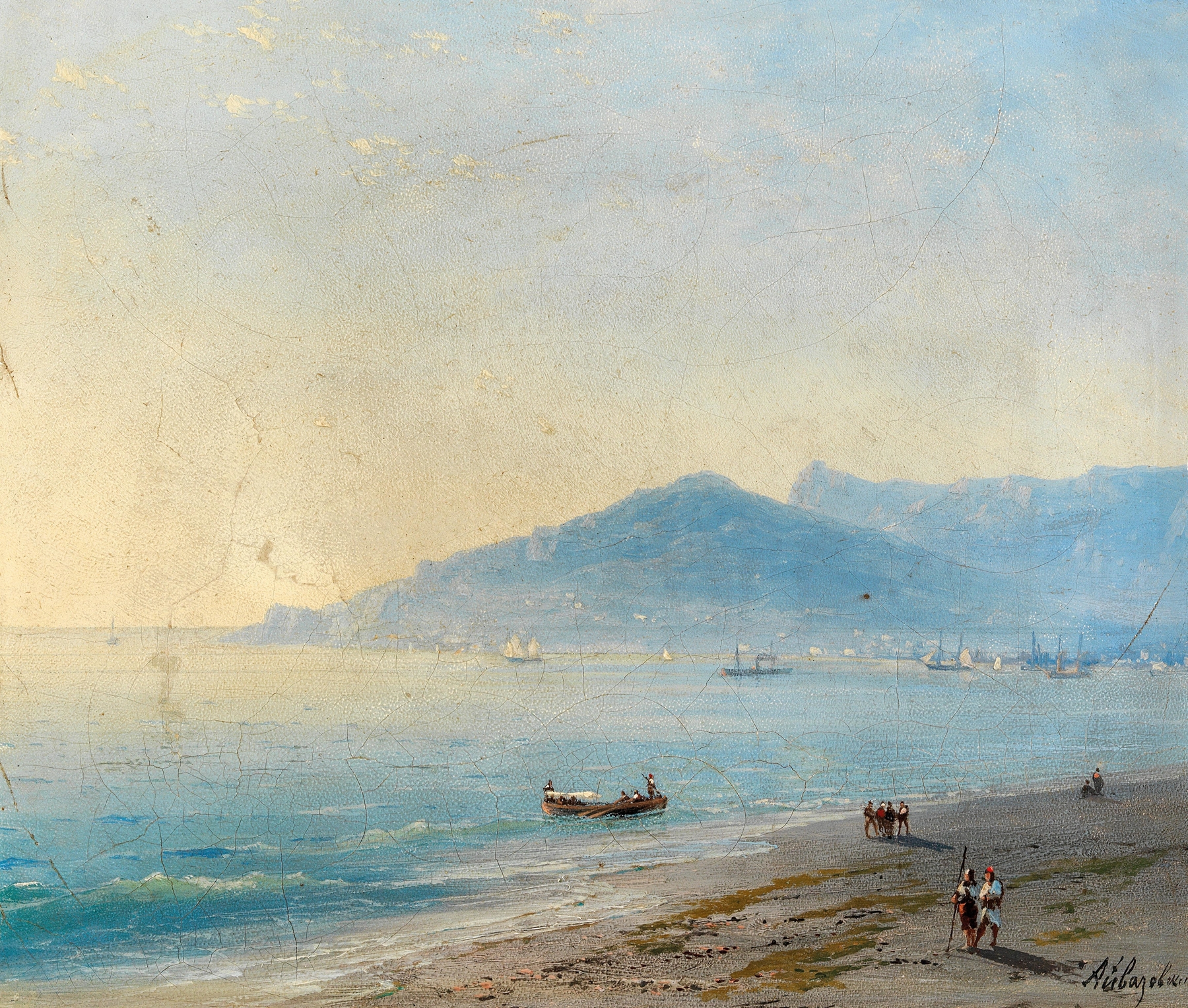 The Bay of Yalta with the Magobi and Ai Petri mountains, by Ivan Konstantinovich Aivazovsky, public domain