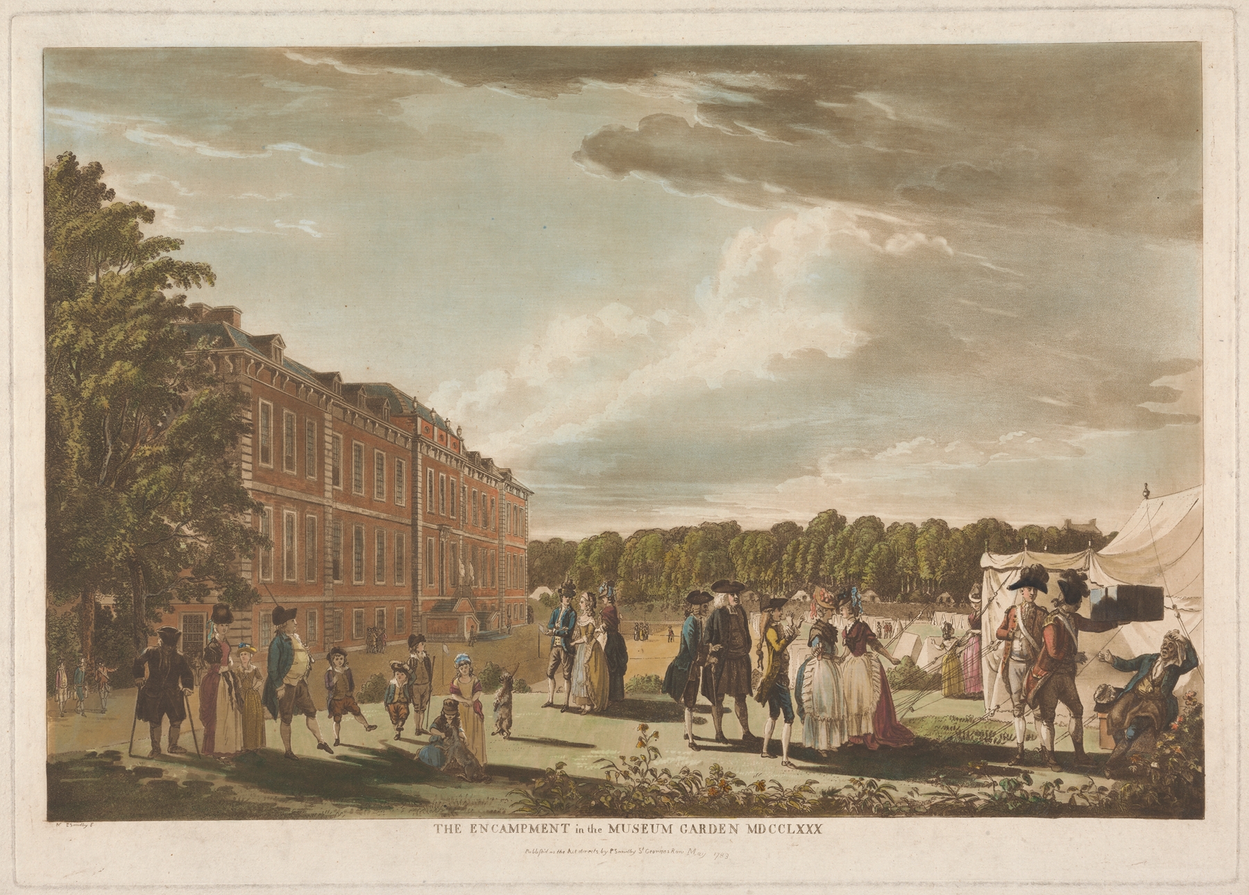 The Encampment in the Museum Garden, watercolor on paper by Paul Sandby