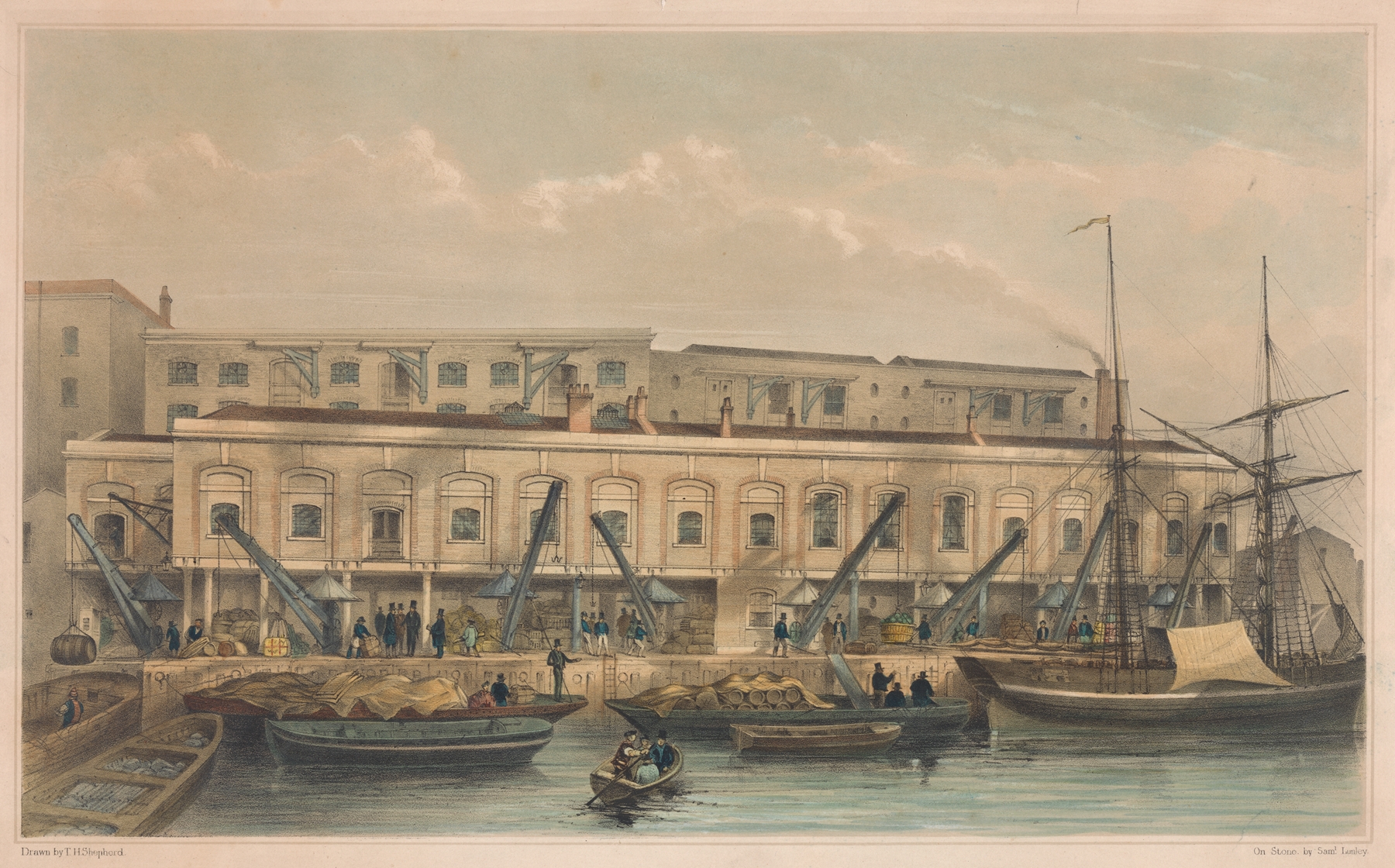 Brewers, Chasters, and Galley Quays by Thomas Hosmer Shepherd, oil on canvas depicting a canal scene