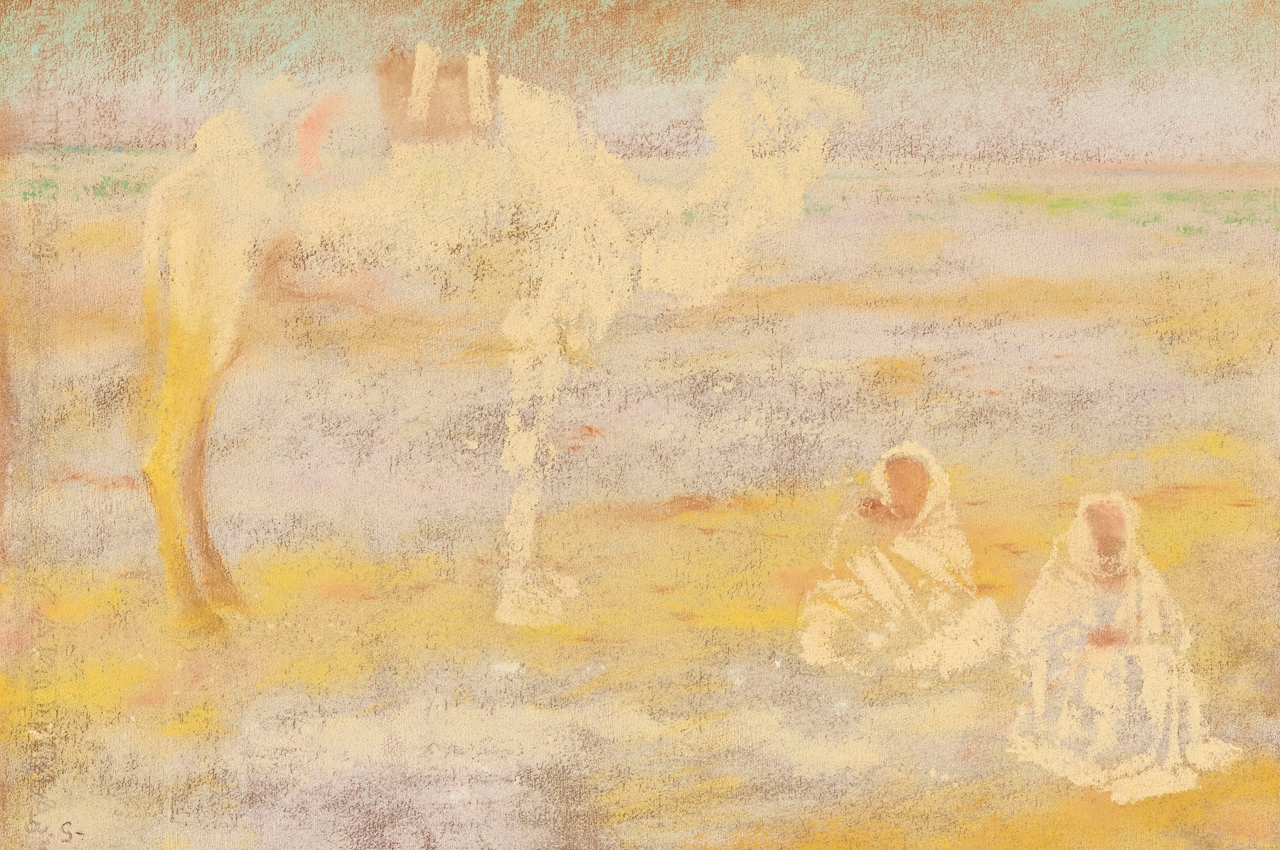Le chameau blanc by Augusto Giacometti, oil painting of a spectral camel against withering foliage