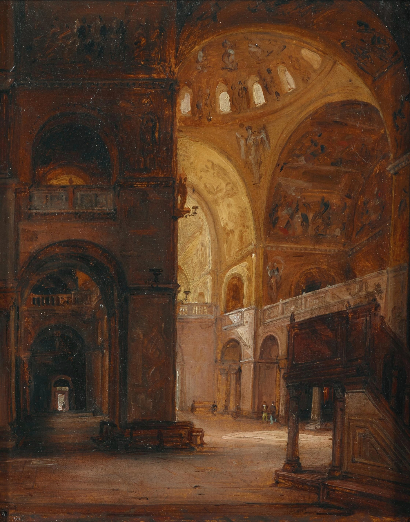 Interior view of the Basilica di San Marco, oil on canvas by Carlo Canella