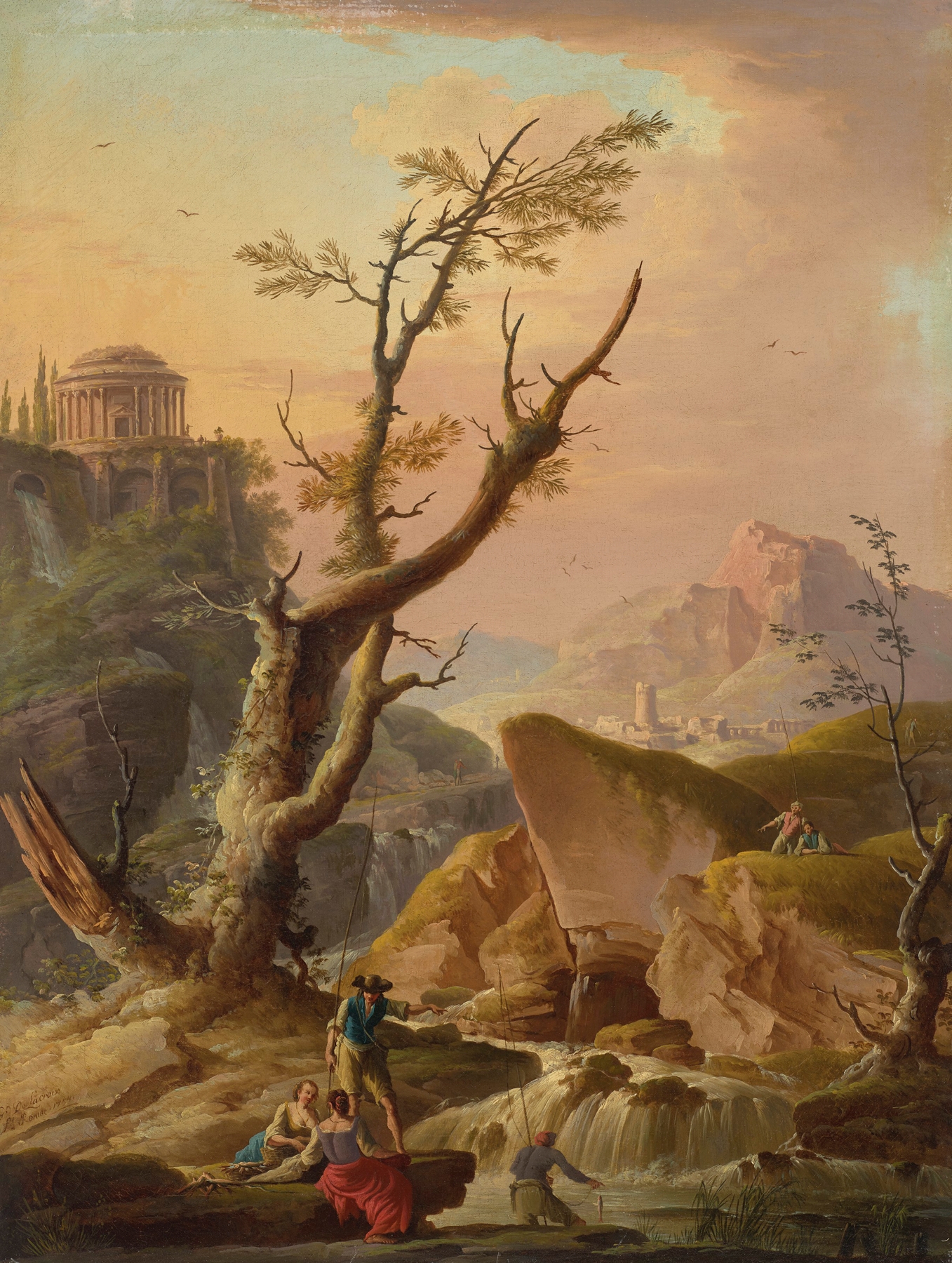 An Italian landscape with figures, by Charles-François Grenier De Lacroix, public domain